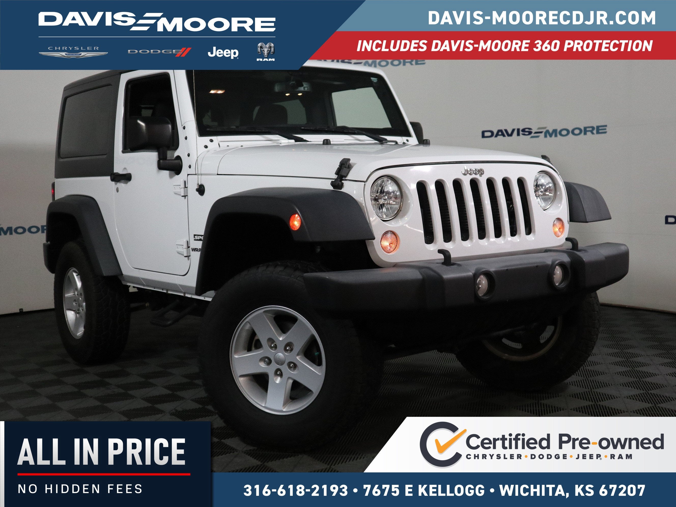 2017 Jeep Wrangler Sport 4x4 in Bright White Clearcoat — front three-quarter view