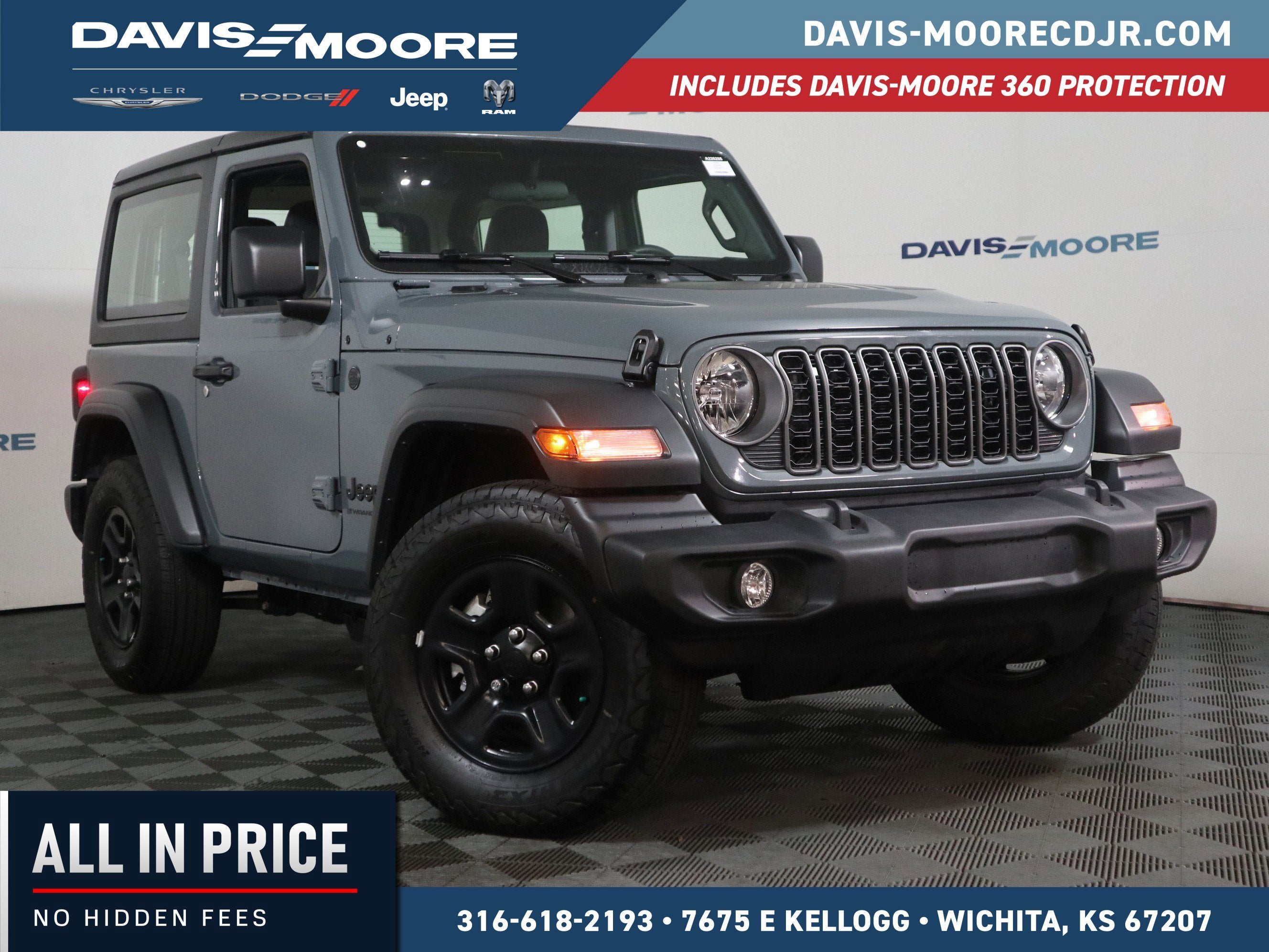 2026 Jeep Wrangler Sport 4x4 in Anvil Clearcoat — front three-quarter view