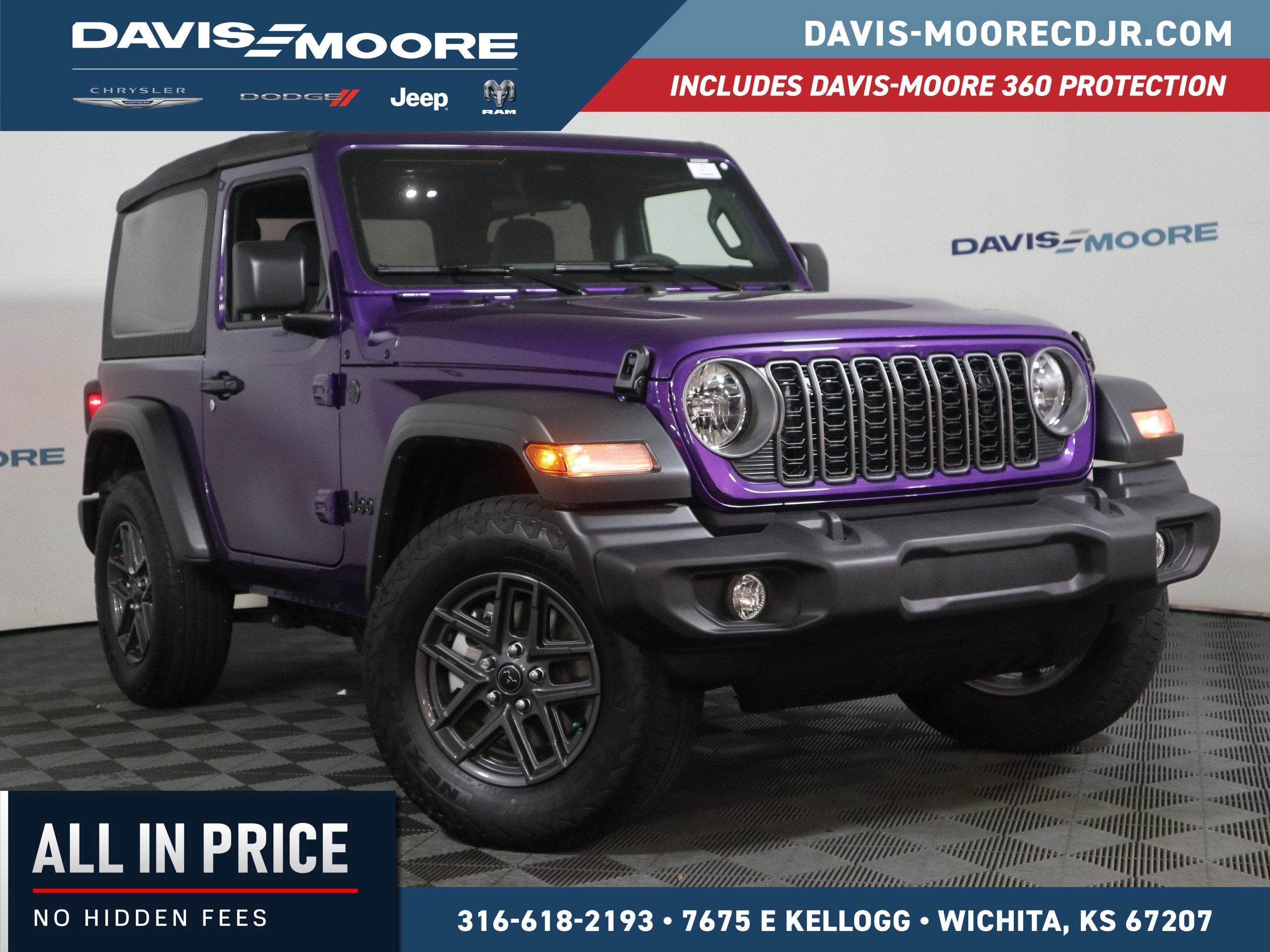 2026 Jeep Wrangler Sport S 4x4 in Reign — front three-quarter view