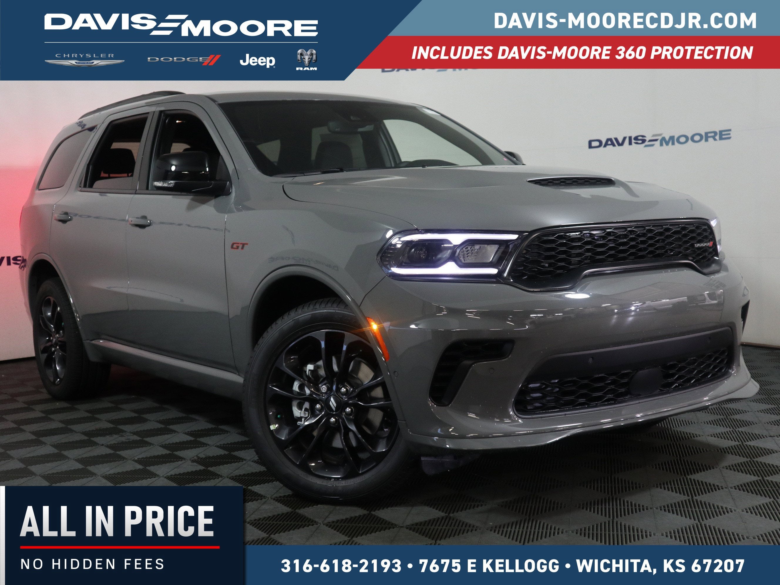 2026 Dodge Durango GT Plus AWD in Destroyer Gray Clearcoat — front three-quarter view