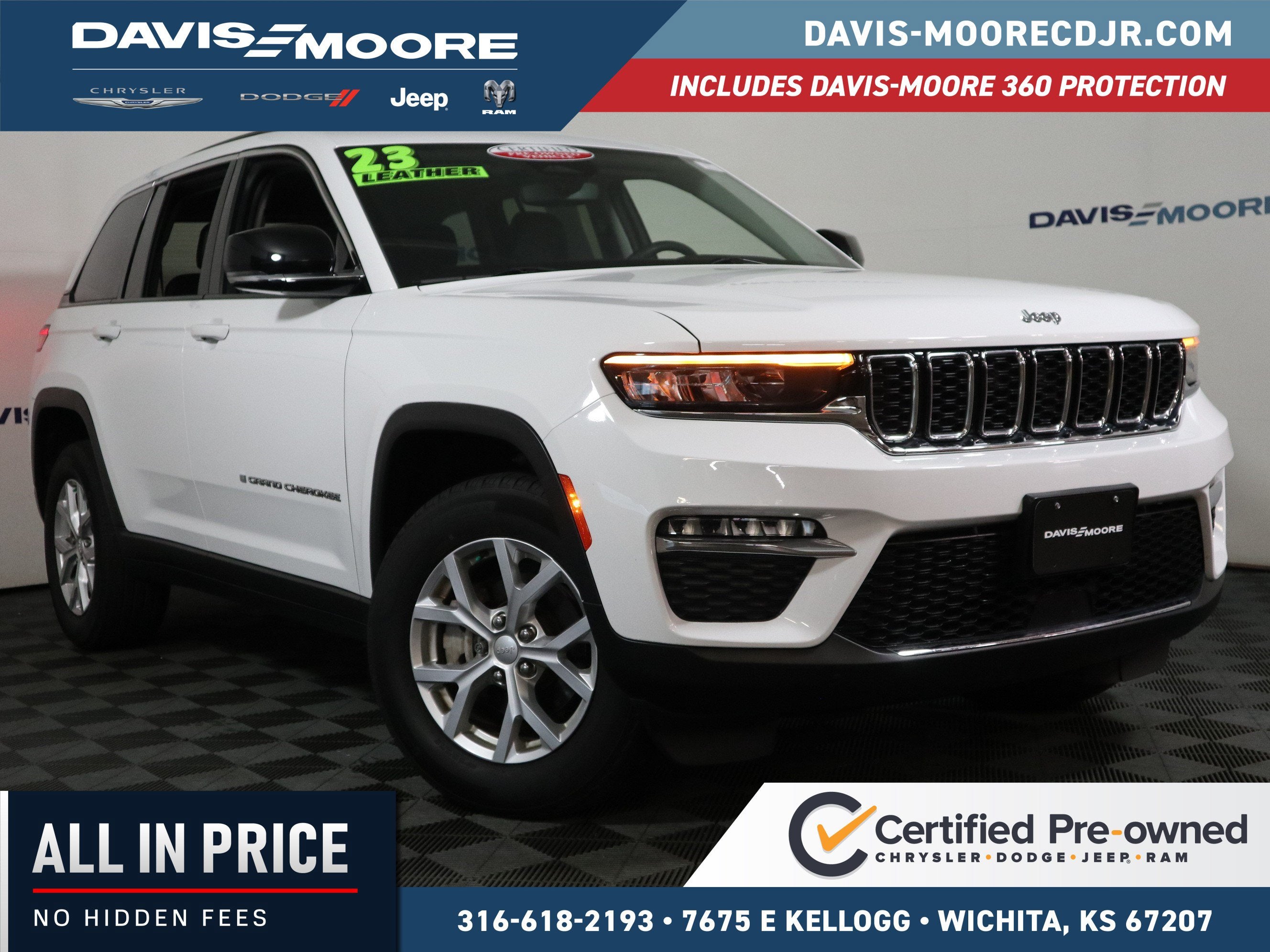 2023 Jeep Grand Cherokee Limited 4x4 in Bright White Clearcoat — front three-quarter view