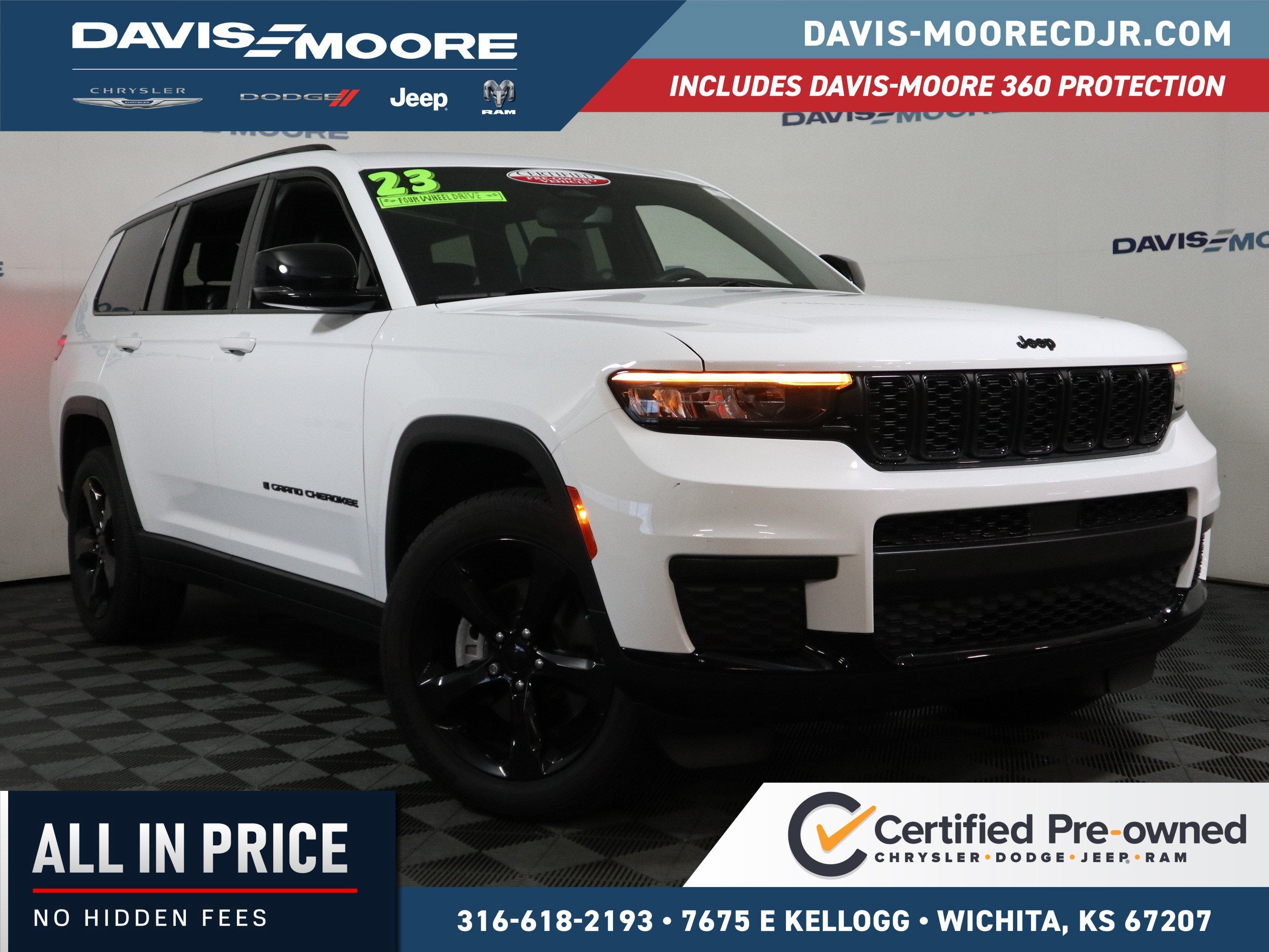 2023 Jeep Grand Cherokee L Altitude 4x4 in Bright White Clearcoat — front three-quarter view