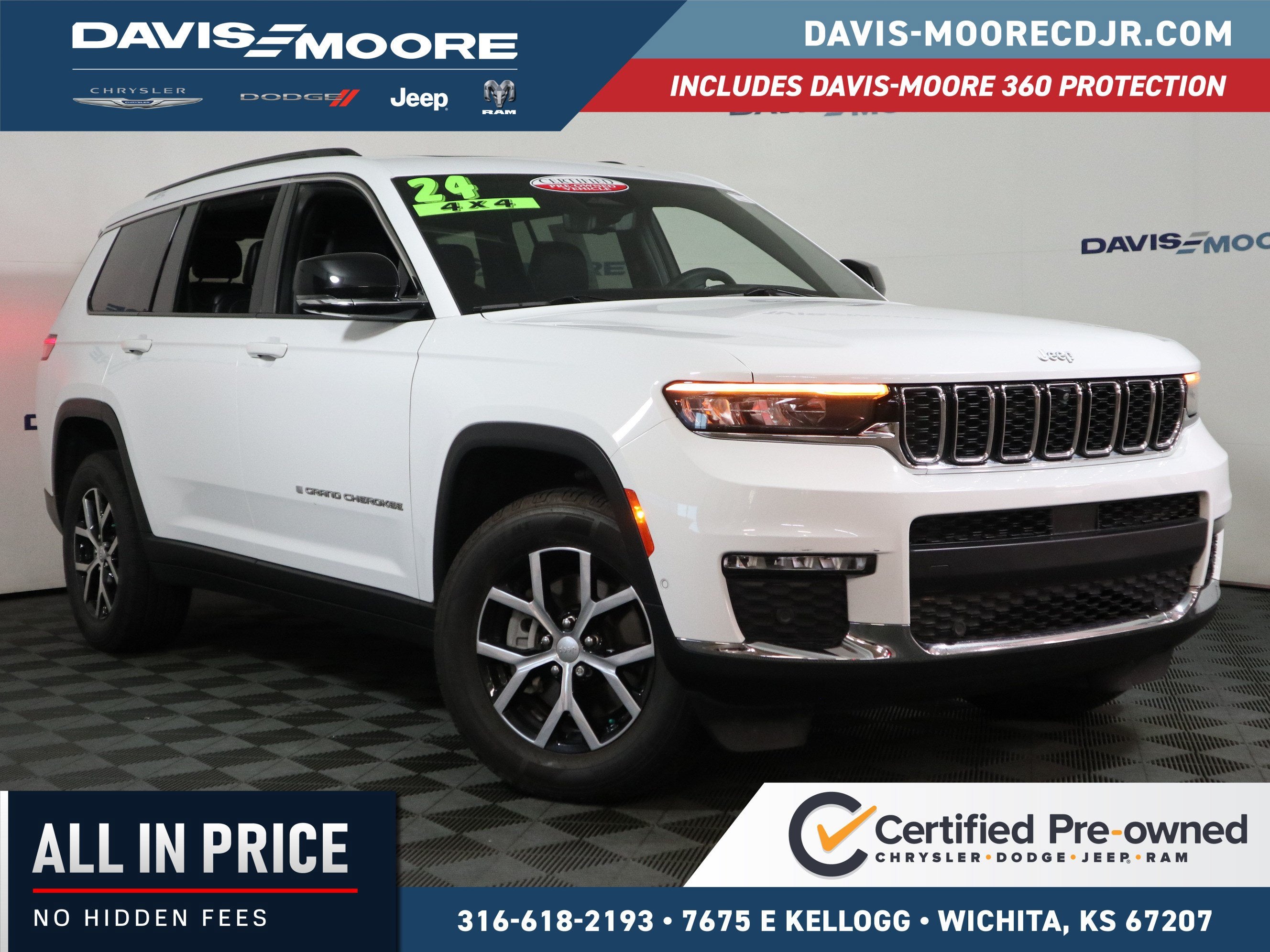 2024 Jeep Grand Cherokee L Limited 4x4 in Bright White Clearcoat — front three-quarter view