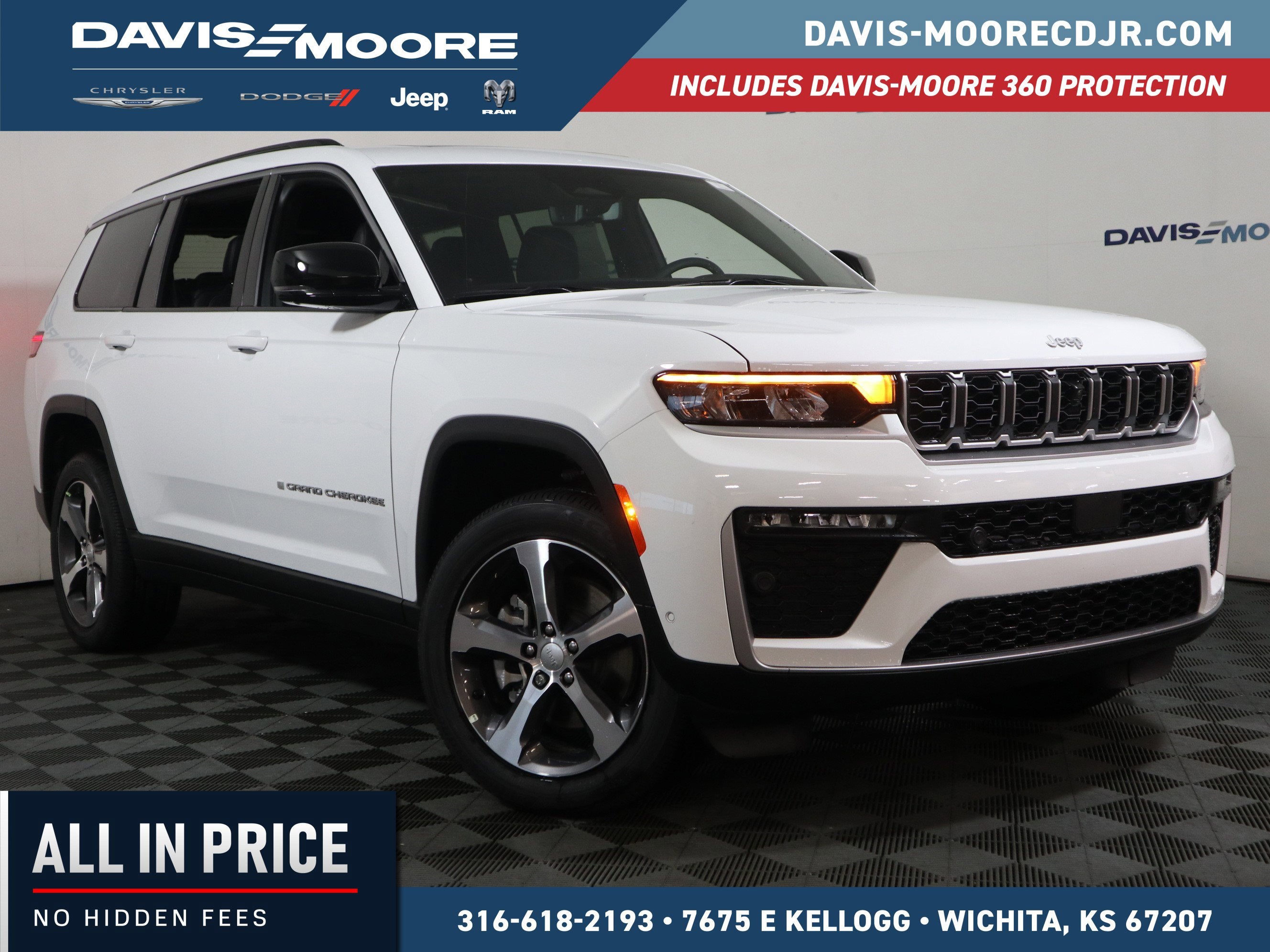 2026 Jeep Grand Cherokee L Limited 4x4 in Bright White Clearcoat — front three-quarter view