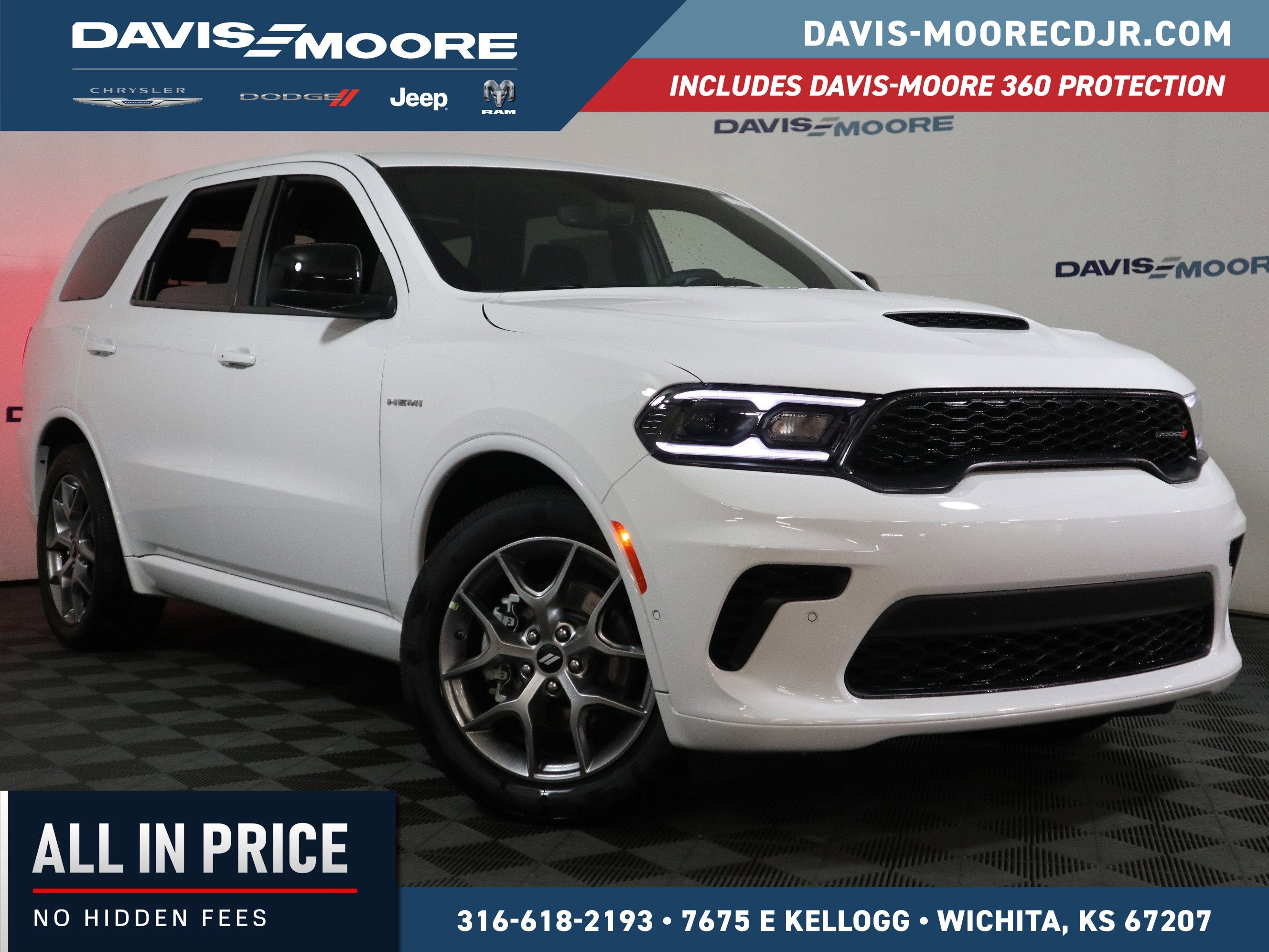 2026 Dodge Durango GT HEMI V8 AWD in White Knuckle Clearcoat — front three-quarter view