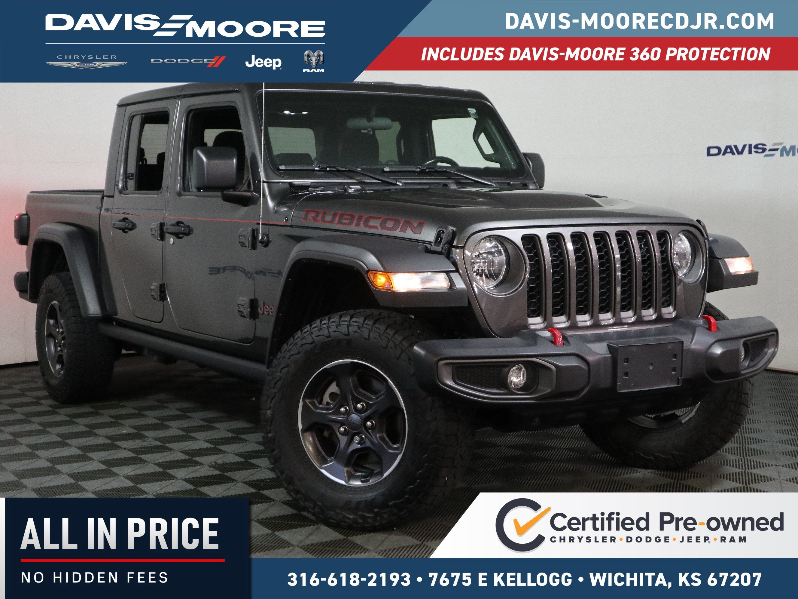 2021 Jeep Gladiator Rubicon 4x4 in Granite Crystal Metallic Clearcoat — front three-quarter view