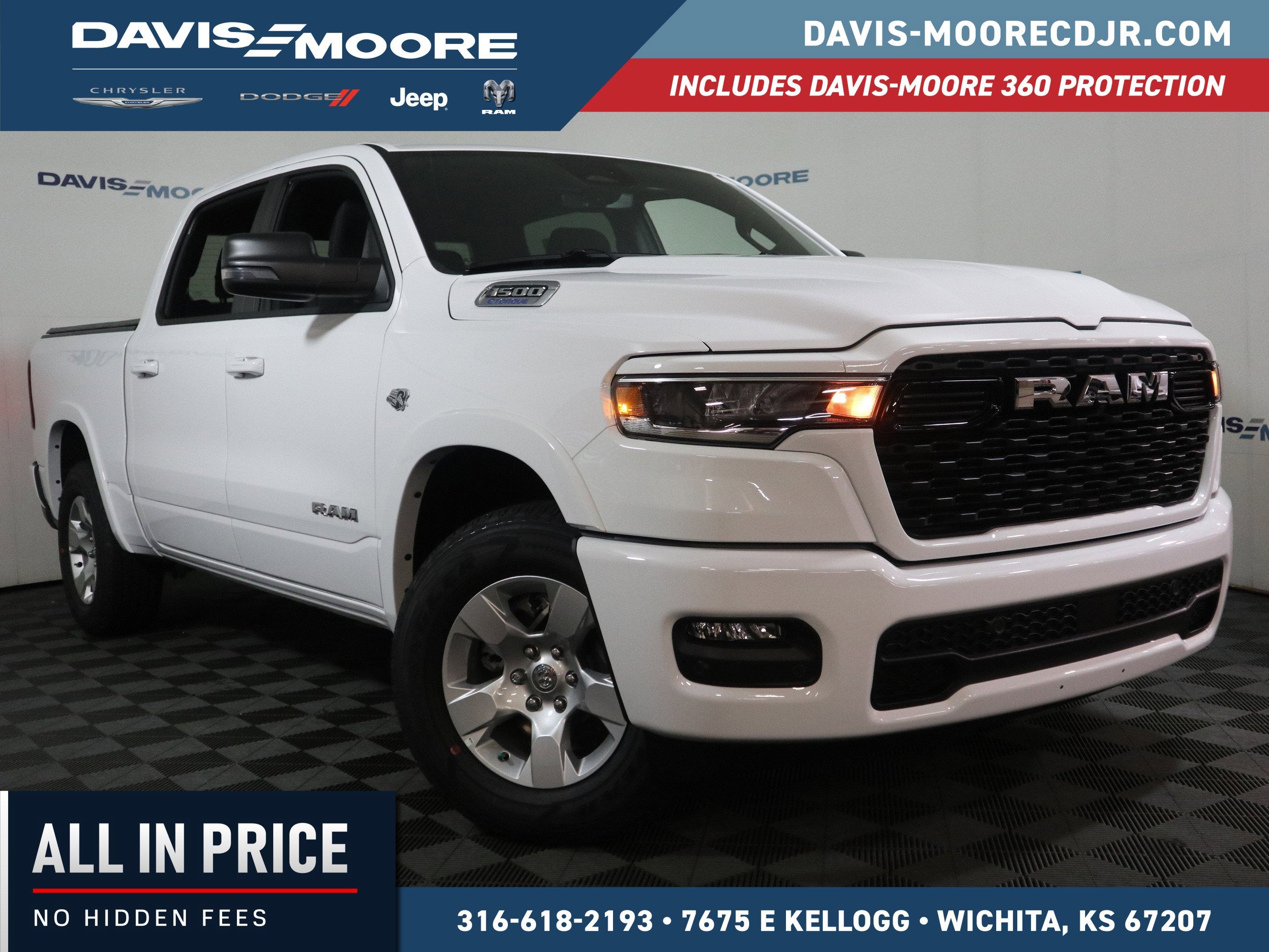 2026 RAM 1500 Big Horn Crew Cab 4x4 in Bright White Clearcoat — front three-quarter view
