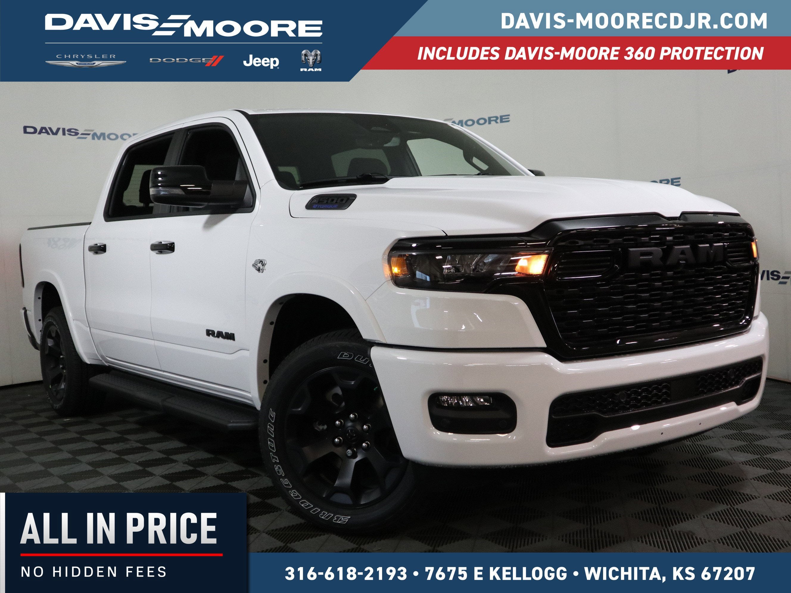 2026 RAM 1500 Big Horn Crew Cab 4x4 in Bright White Clearcoat — front three-quarter view