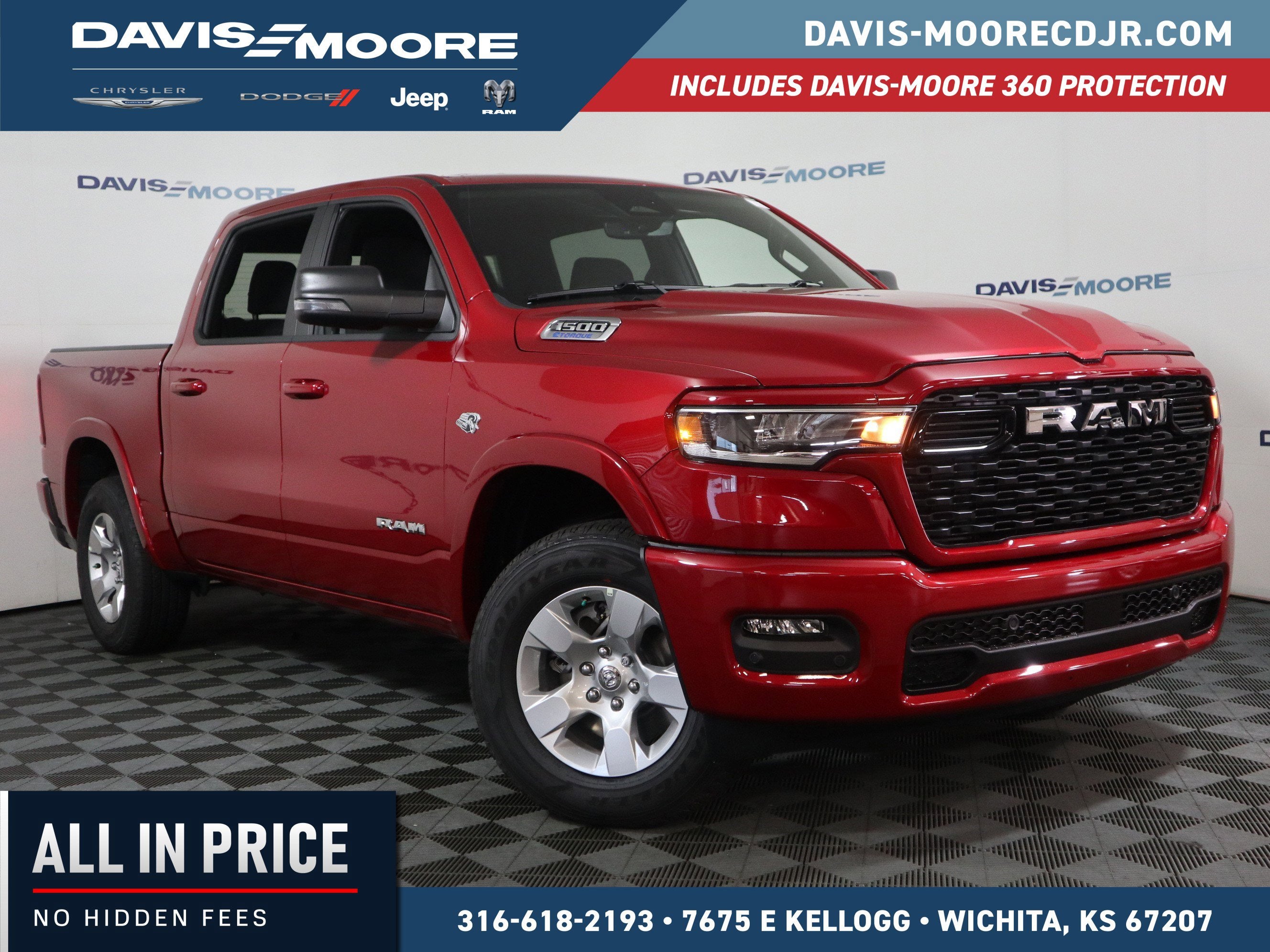 2026 RAM 1500 Big Horn Crew Cab 4x4 in Molten Red Pearlcoat — front three-quarter view