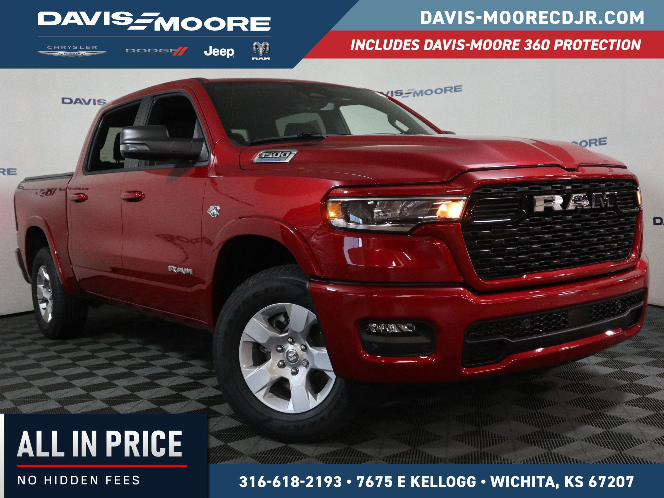2026 RAM 1500 Big Horn Crew Cab 4x4 in Molten Red Pearlcoat — front three-quarter view