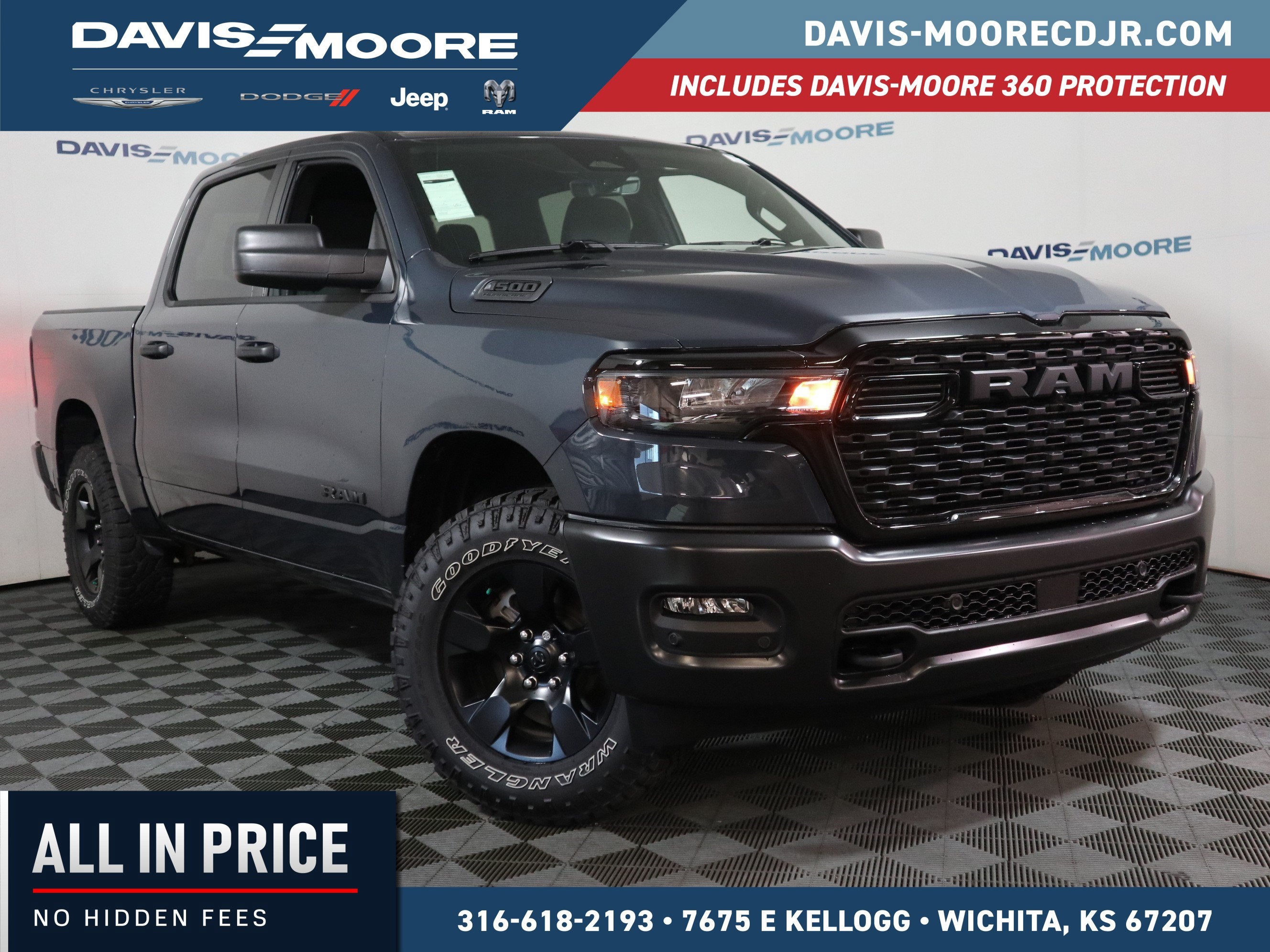 2026 RAM 1500 Warlock Crew Cab 4x4 in Forged Blue Metallic — front three-quarter view