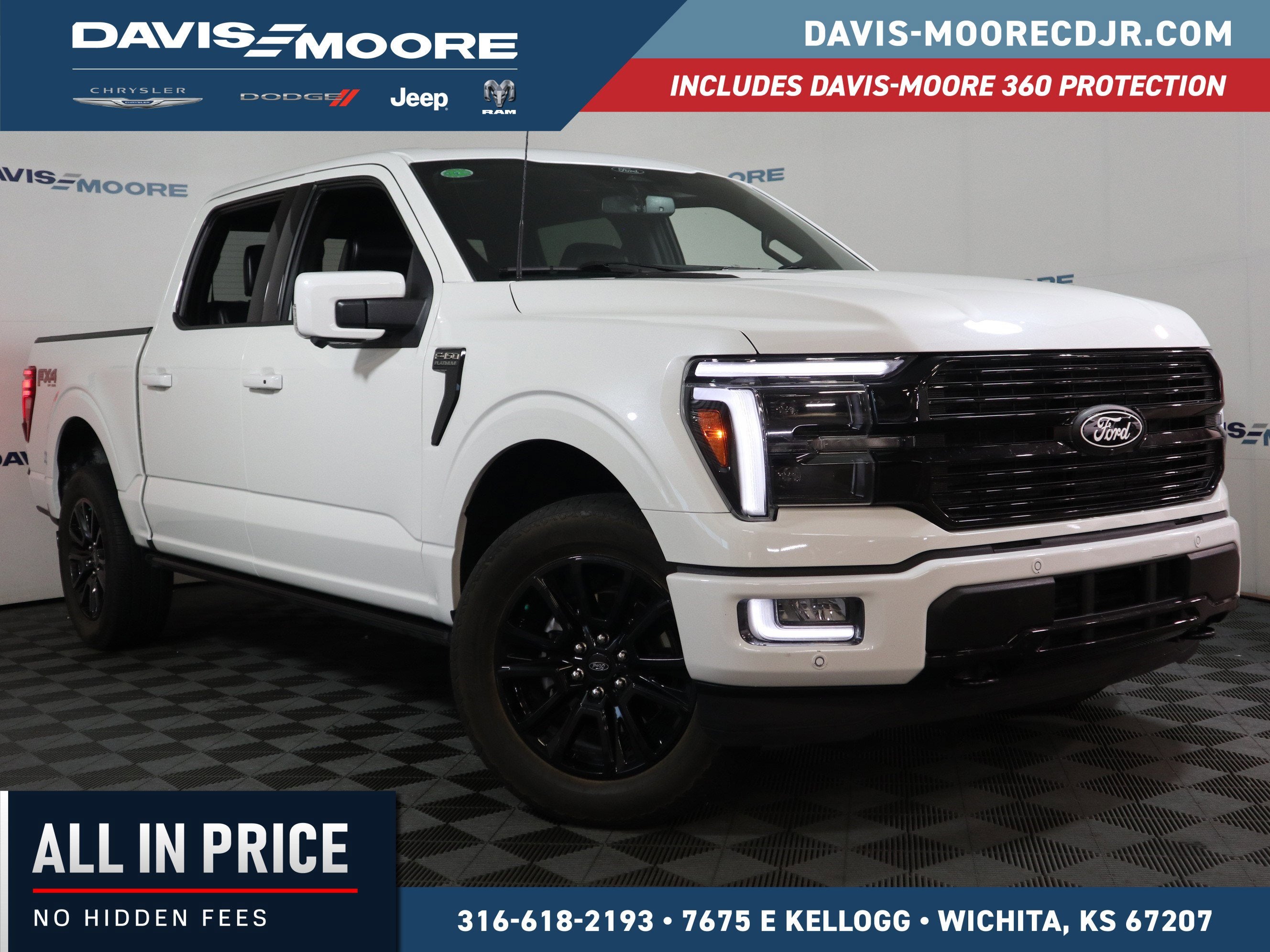 2024 Ford F-150 Platinum in White Metallic — front three-quarter view