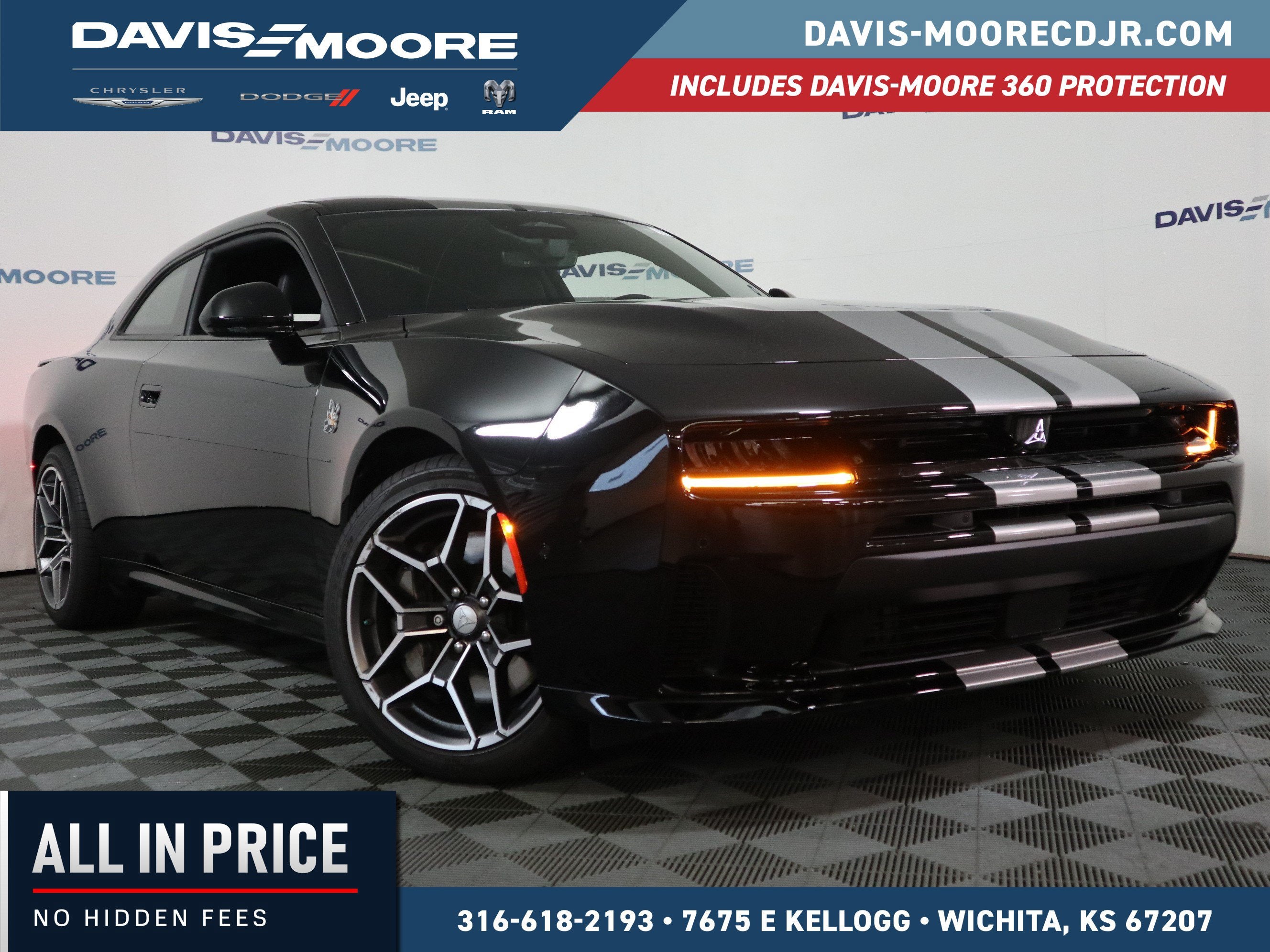 2026 Dodge Charger Scat Pack AWD in Diamond Black Crystal Pearlcoat — front three-quarter view