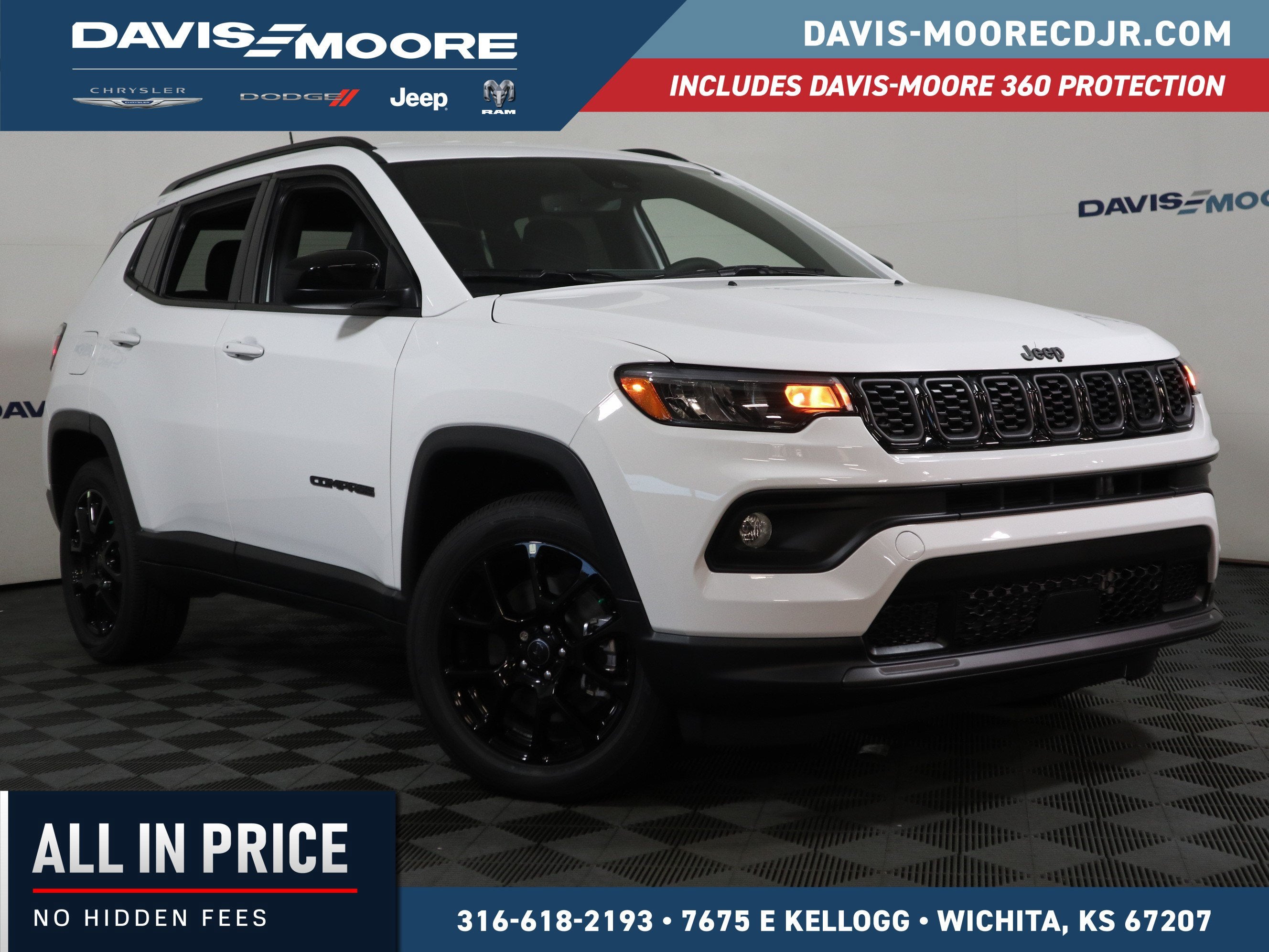 2026 Jeep Compass Latitude 4x4 in Bright White Clearcoat — front three-quarter view