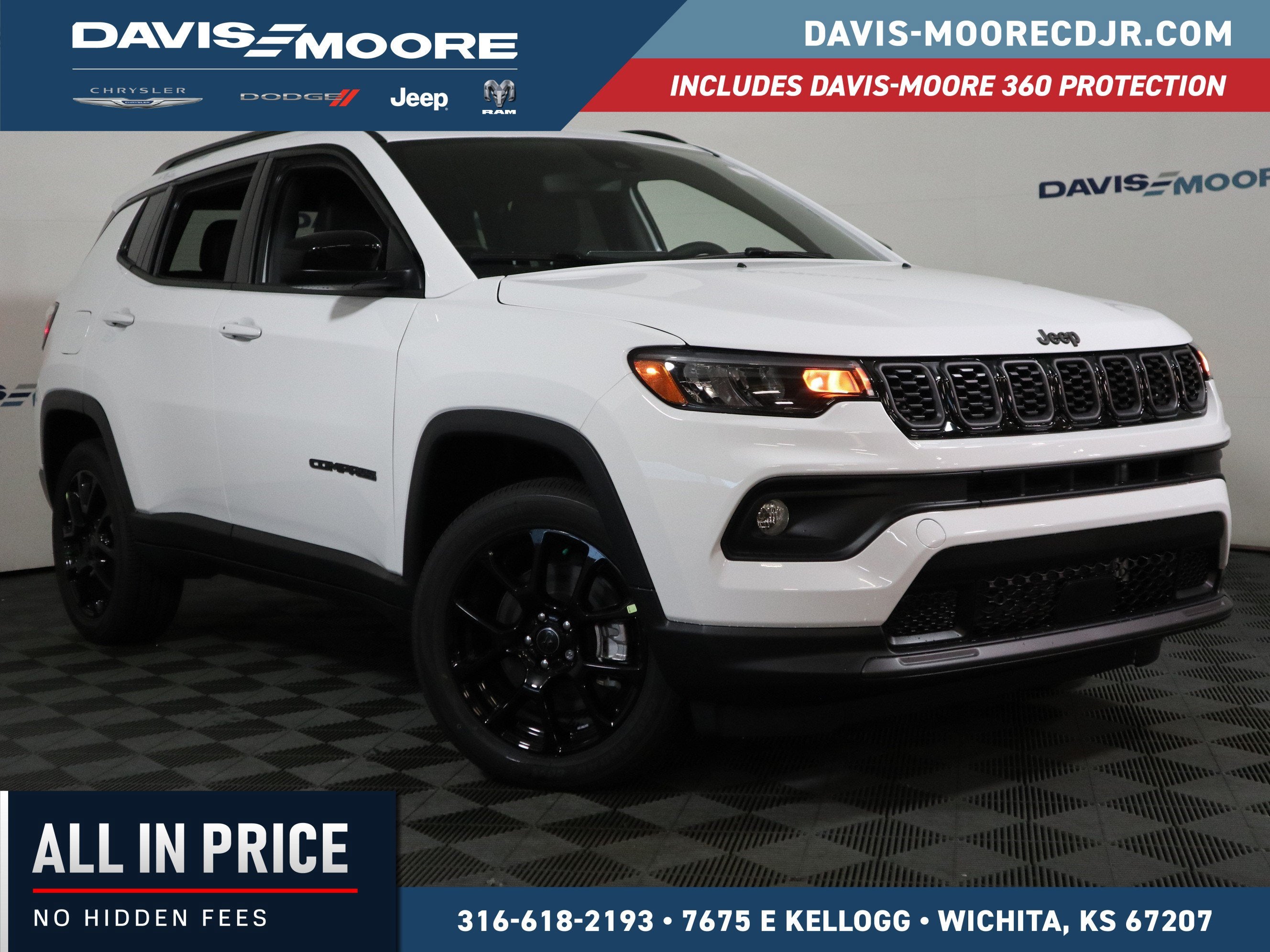2026 Jeep Compass Latitude Altitude 4x4 in Bright White Clearcoat — front three-quarter view