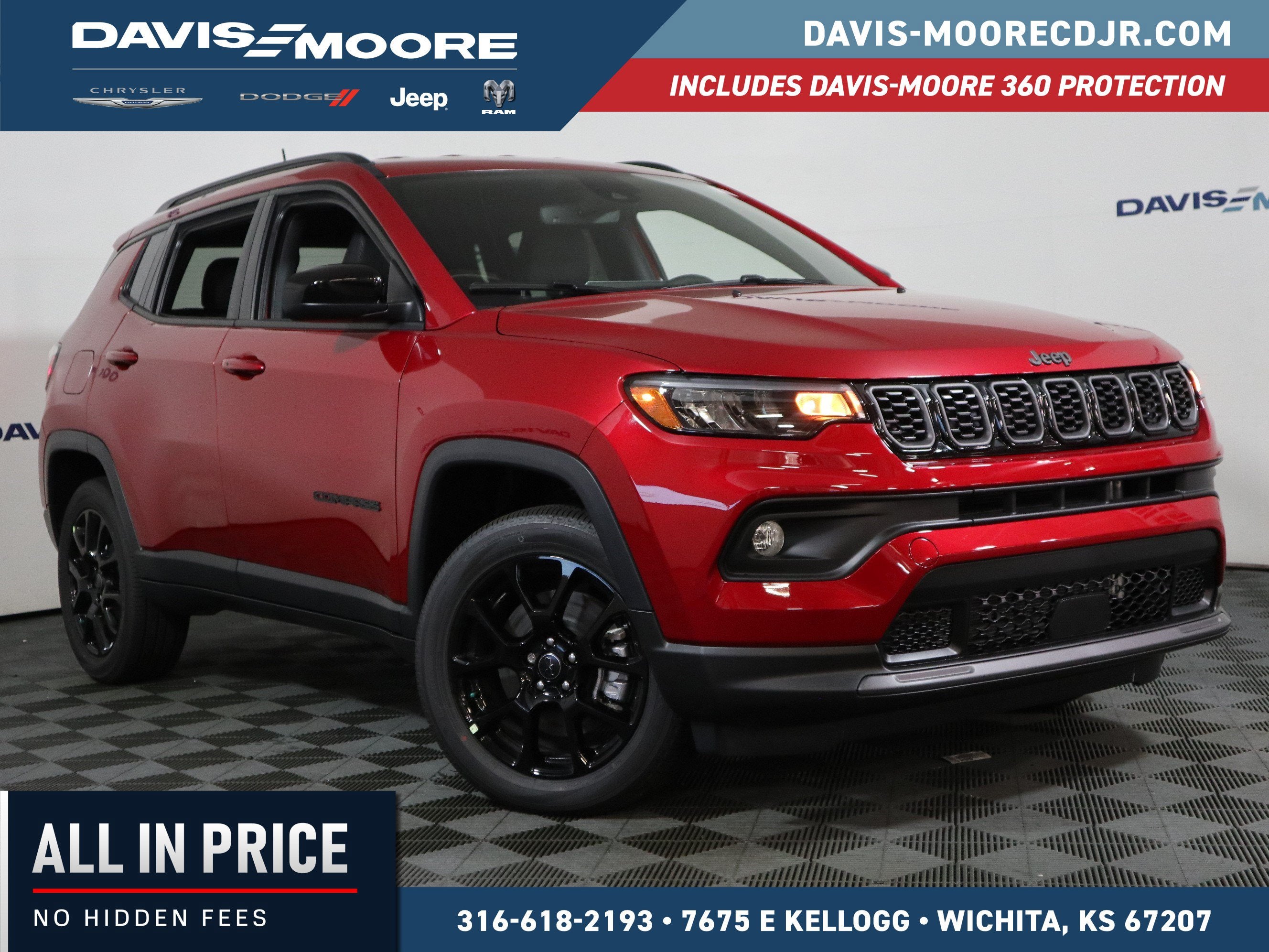 2026 Jeep Compass Latitude 4x4 in Red Hot Pearlcoat — front three-quarter view