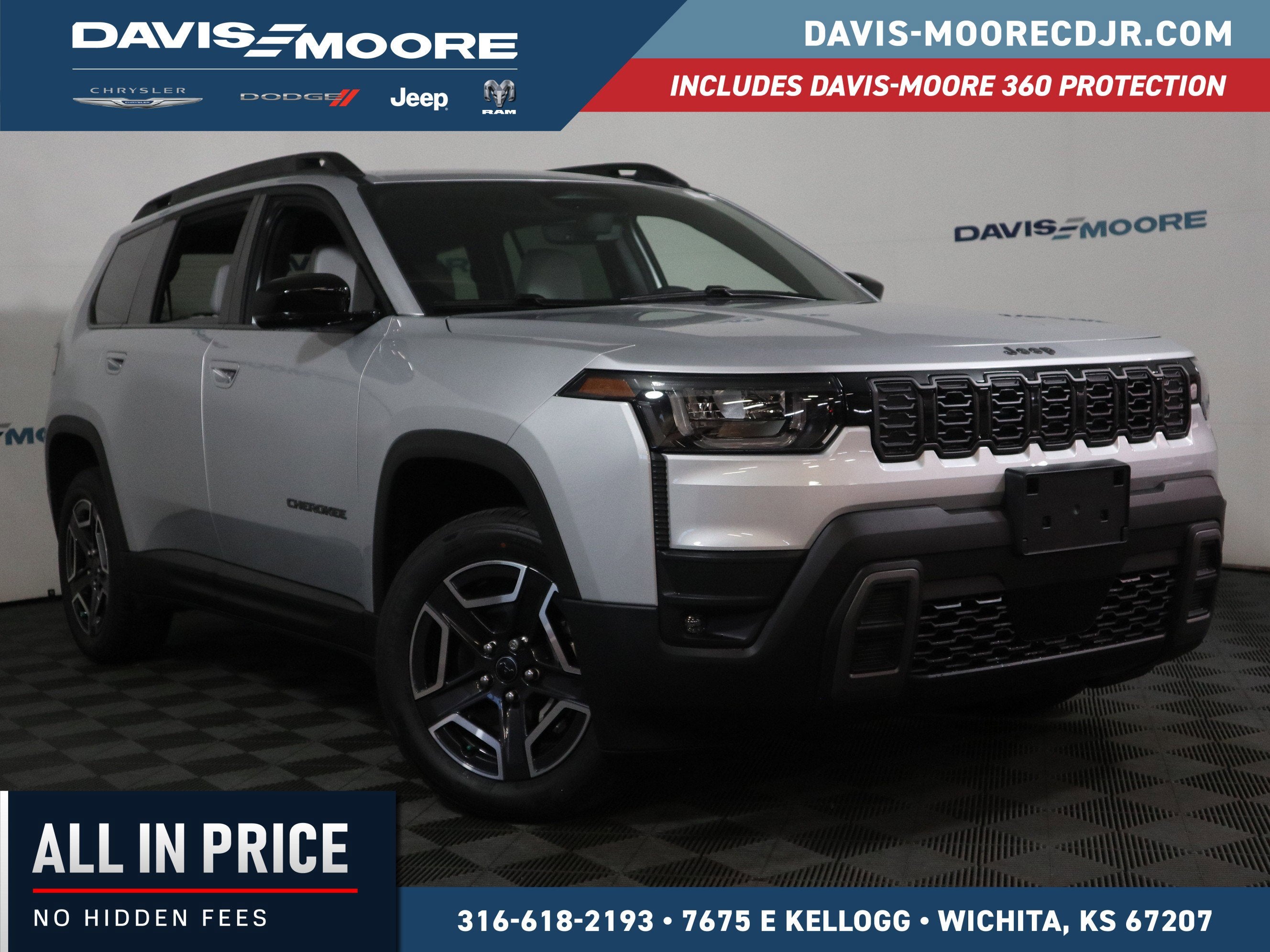 2026 Jeep Cherokee Limited 4x4 in Silver Zynith Clearcoat — front three-quarter view