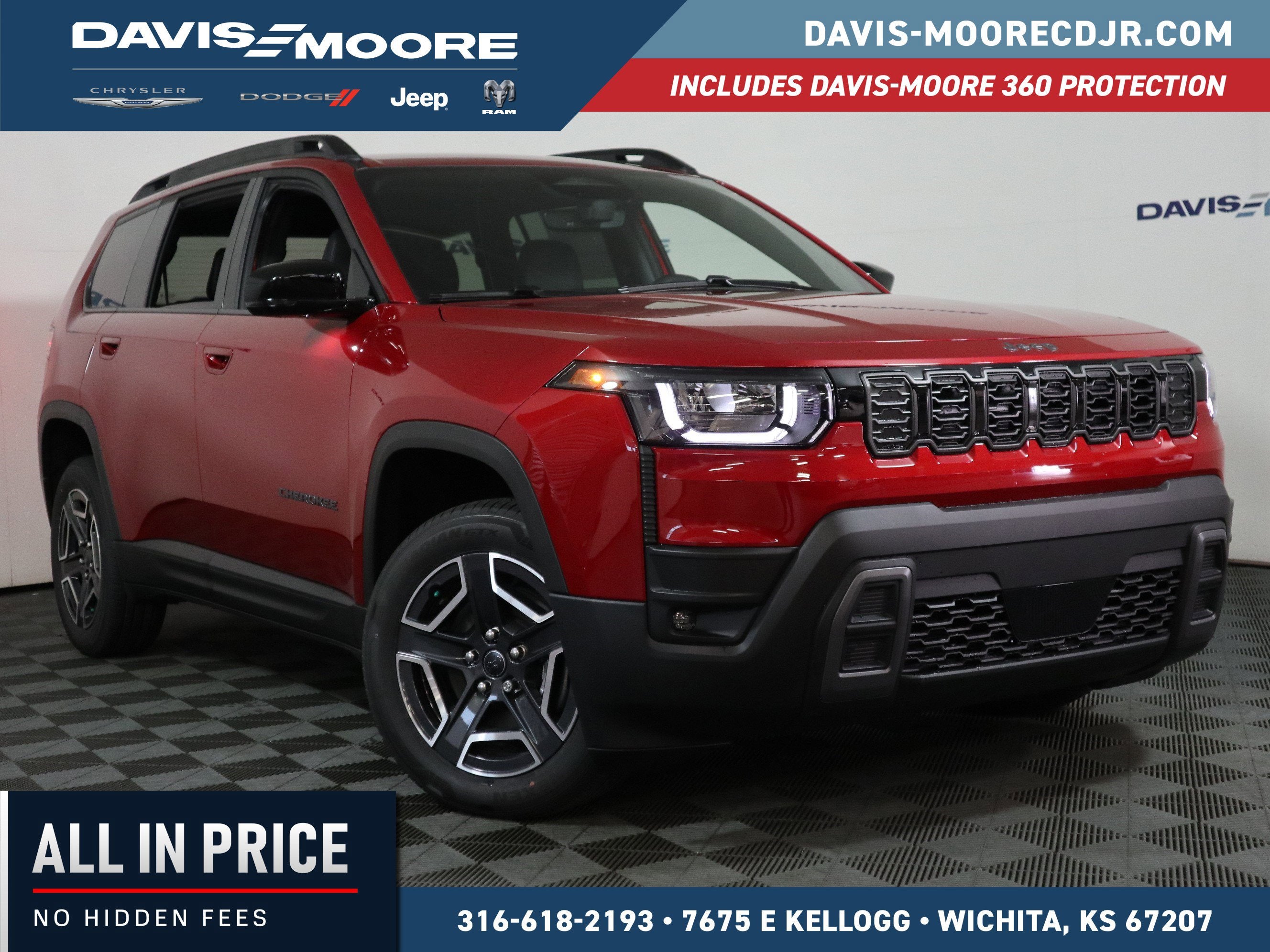 2026 Jeep Cherokee Limited 4x4 in Red Hot Pearlcoat — front three-quarter view