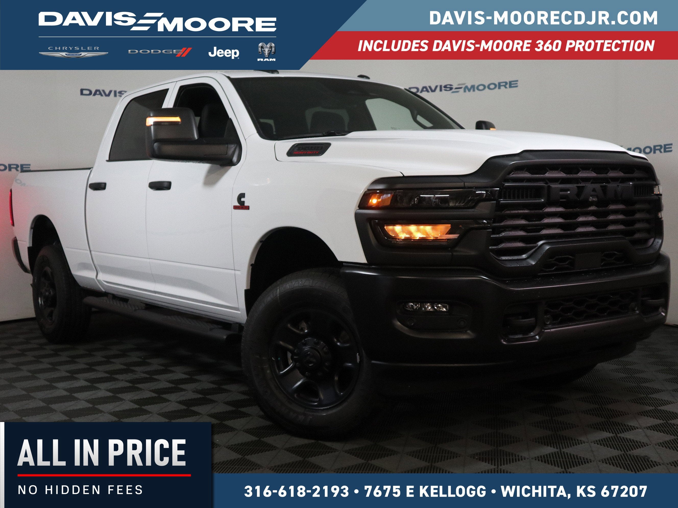 2026 RAM 3500 Tradesman Crew Cab 4x4 in Bright White Clearcoat — front three-quarter view