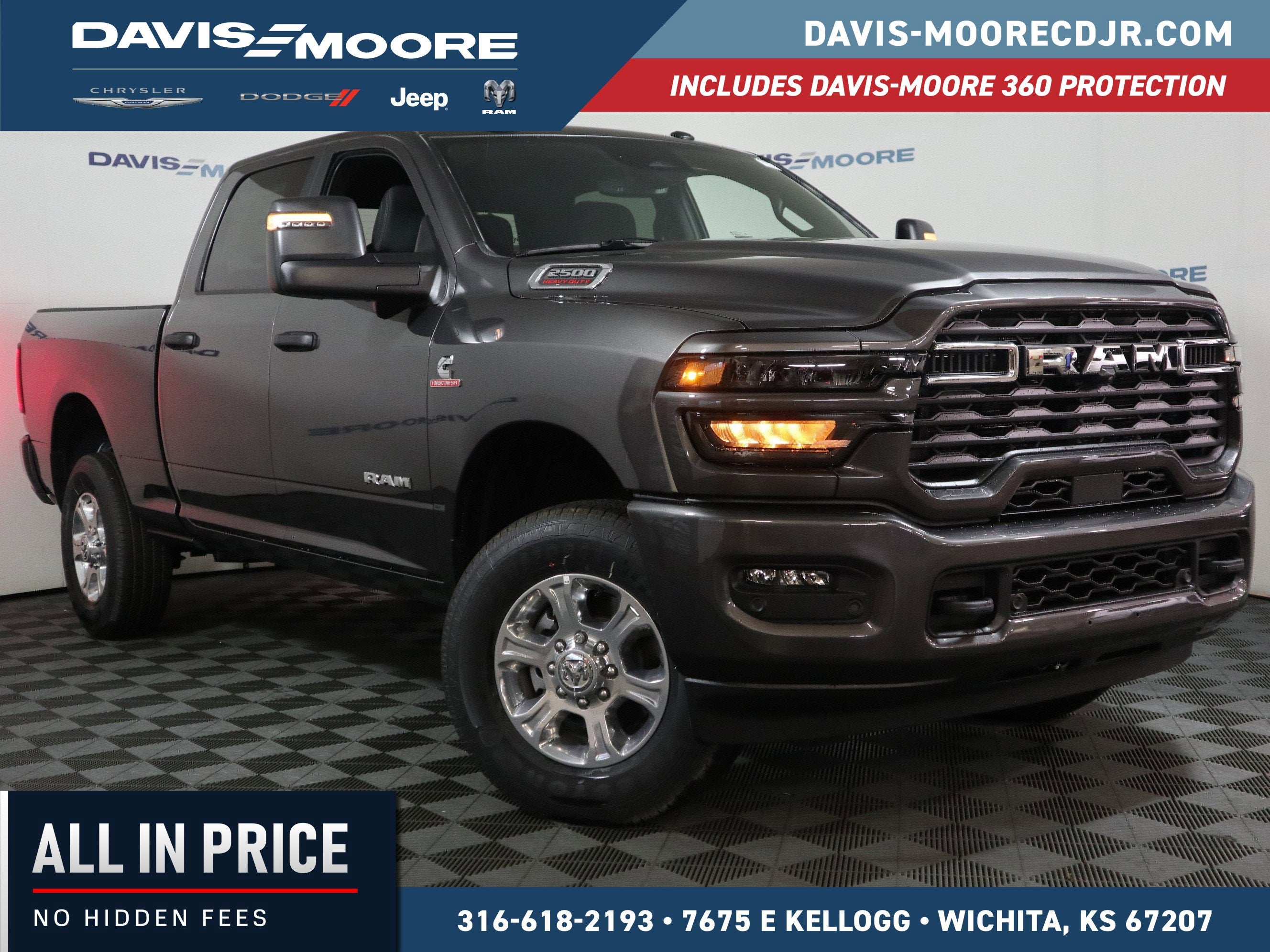 2026 RAM 2500 Big Horn Crew Cab 4x4 in Granite Crystal Metallic Clearcoat — front three-quarter view