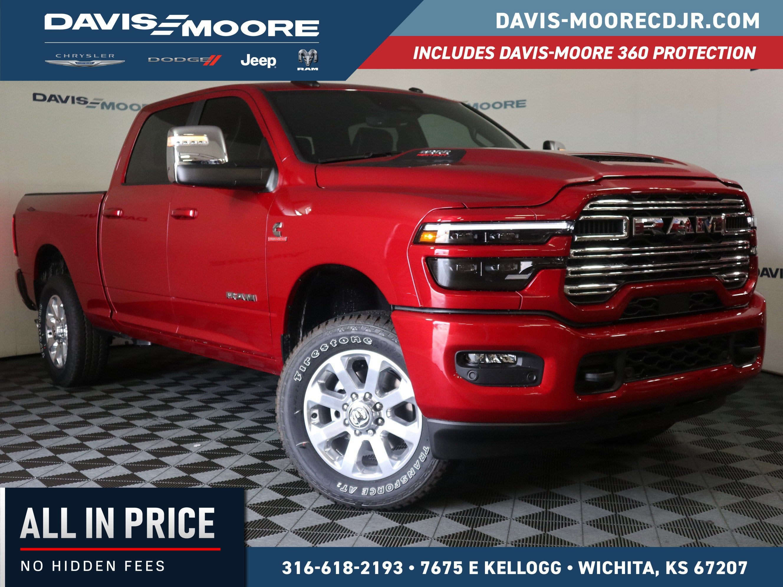 2026 RAM 2500 Laramie Crew Cab 4x4 in Molten Red Pearlcoat — front three-quarter view