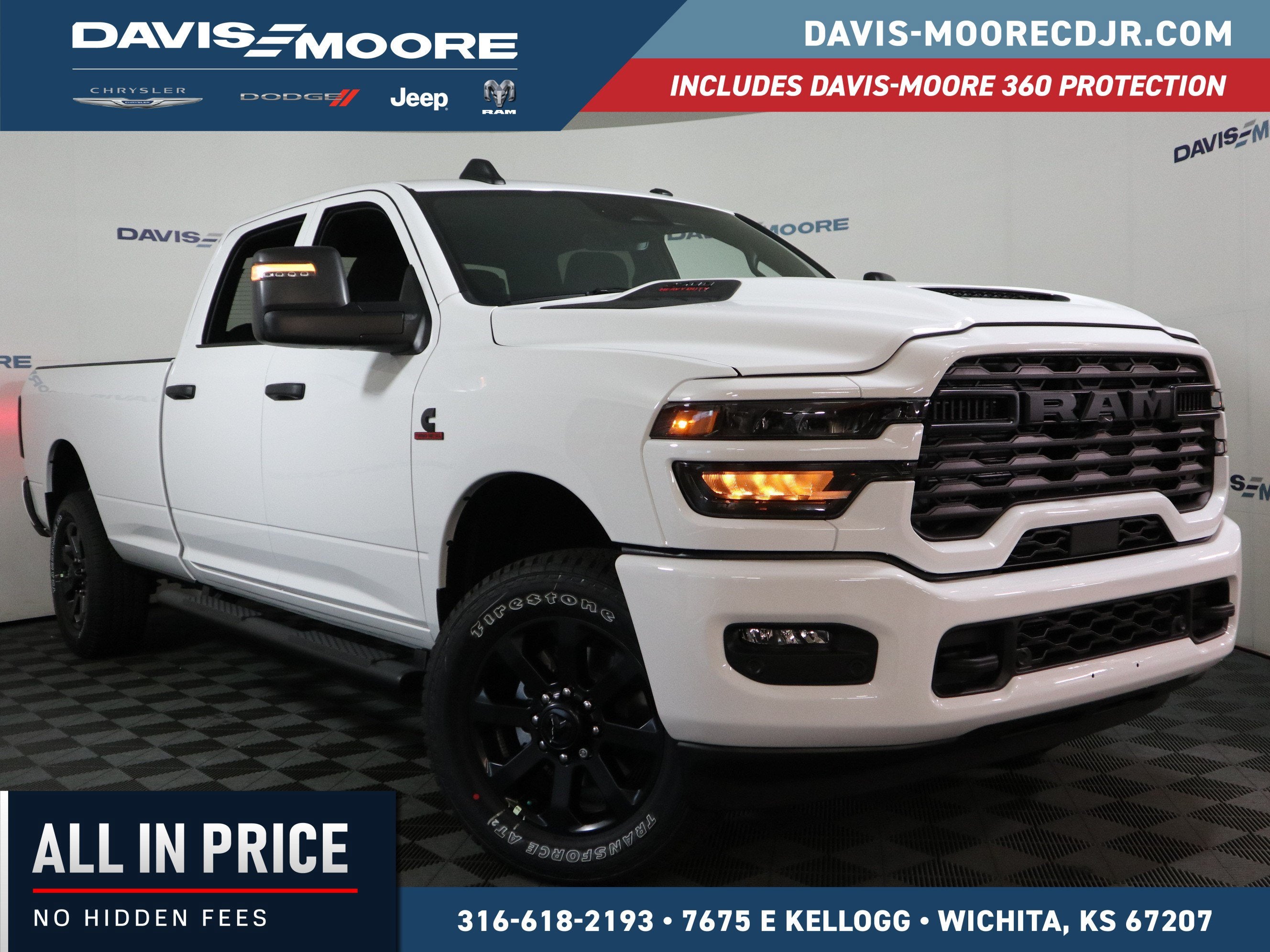 2026 RAM 2500 Black Express Crew Cab 4x4 in Bright White Clearcoat — front three-quarter view