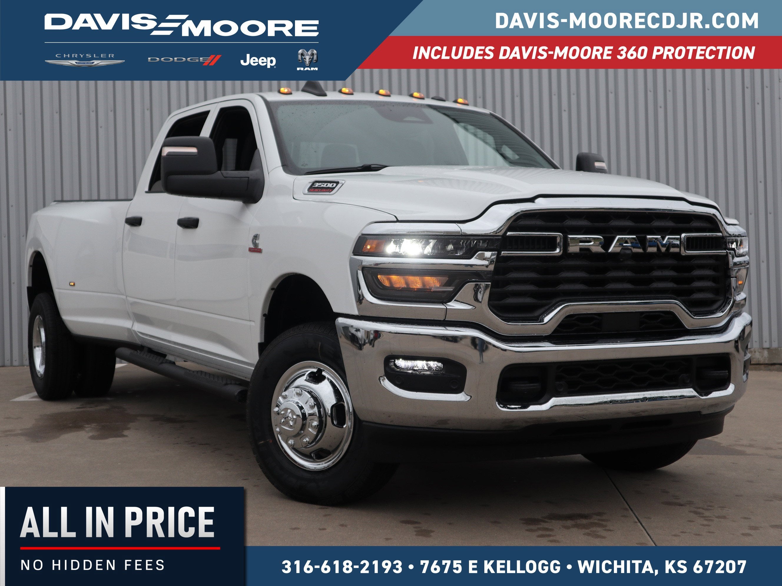 2026 RAM 3500 Tradesman 4x4 Crew Cab in Bright White Clearcoat — front three-quarter view