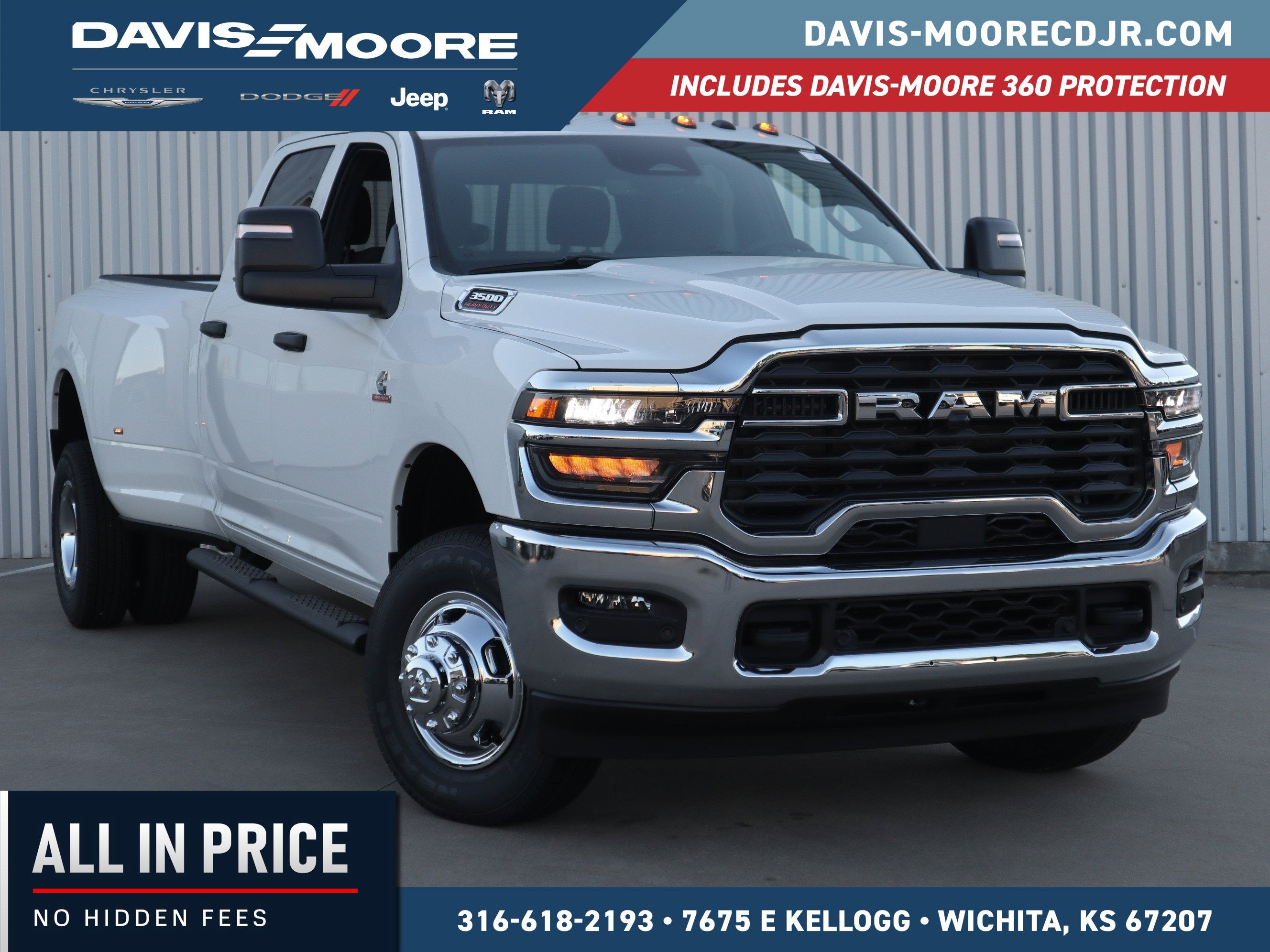 2026 RAM 3500 Tradesman Crew Cab 4x4 in Bright White Clearcoat — front three-quarter view