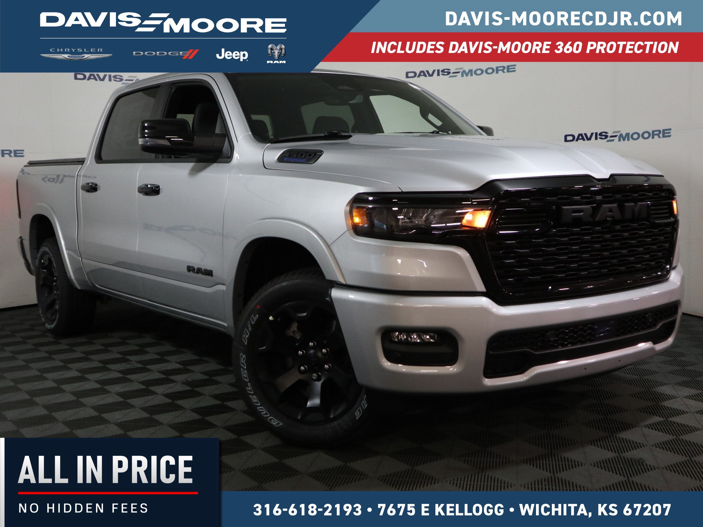 2026 RAM 1500 Big Horn Crew Cab 4x4 in Silver Zynith — front three-quarter view