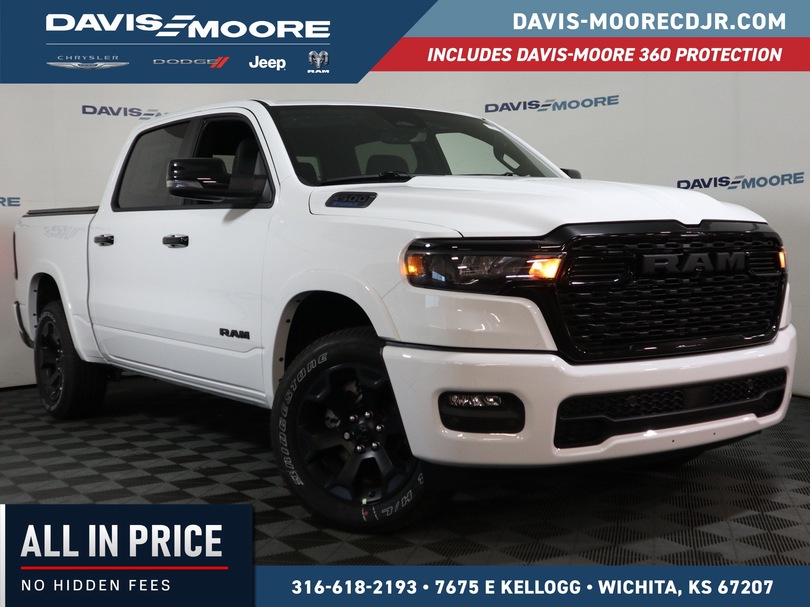 2026 RAM 1500 Big Horn Crew Cab 4x4 in Bright White Clearcoat — front three-quarter view