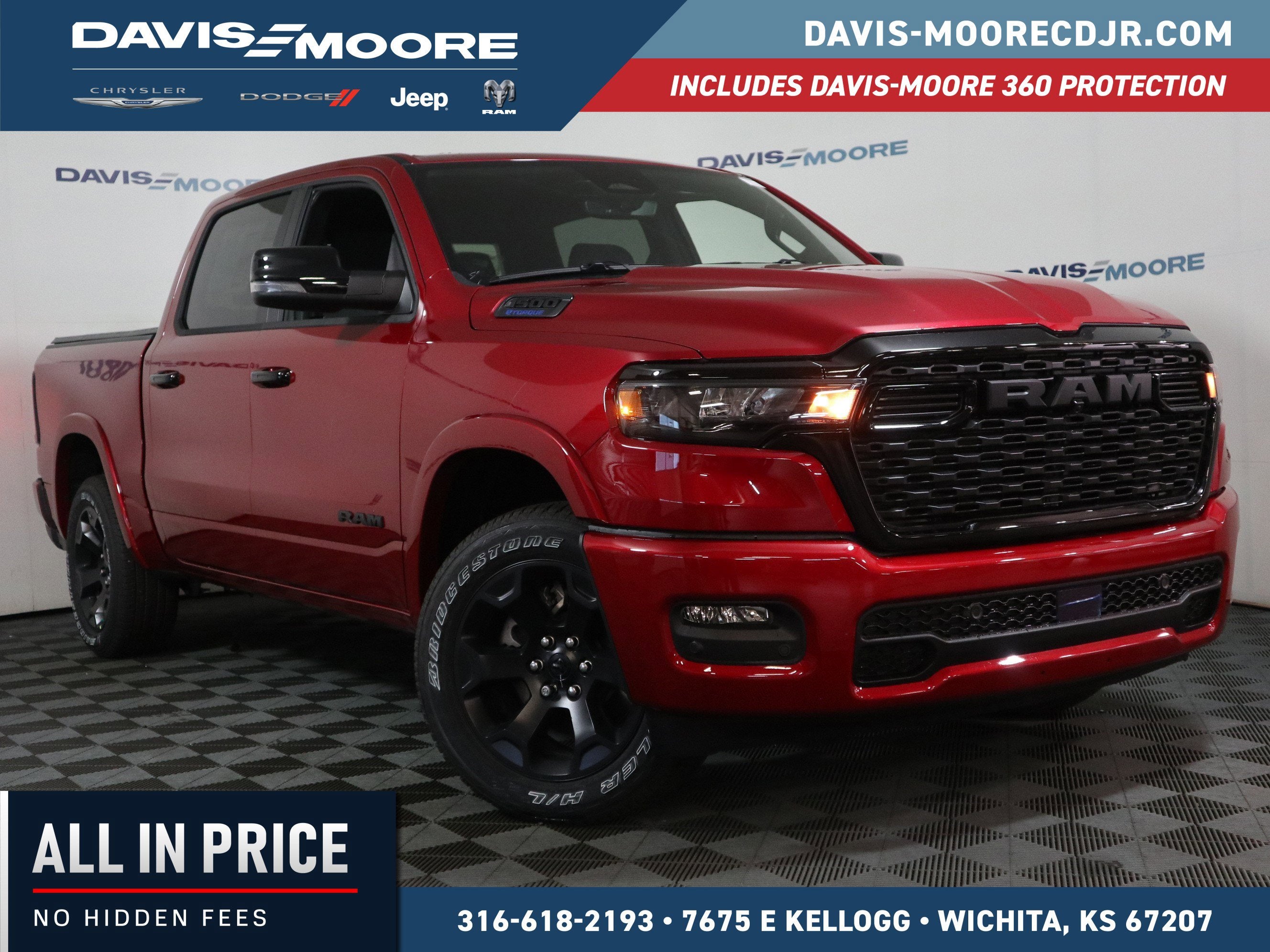 2026 RAM 1500 Big Horn Crew Cab 4x4 in Molten Red Pearlcoat — front three-quarter view