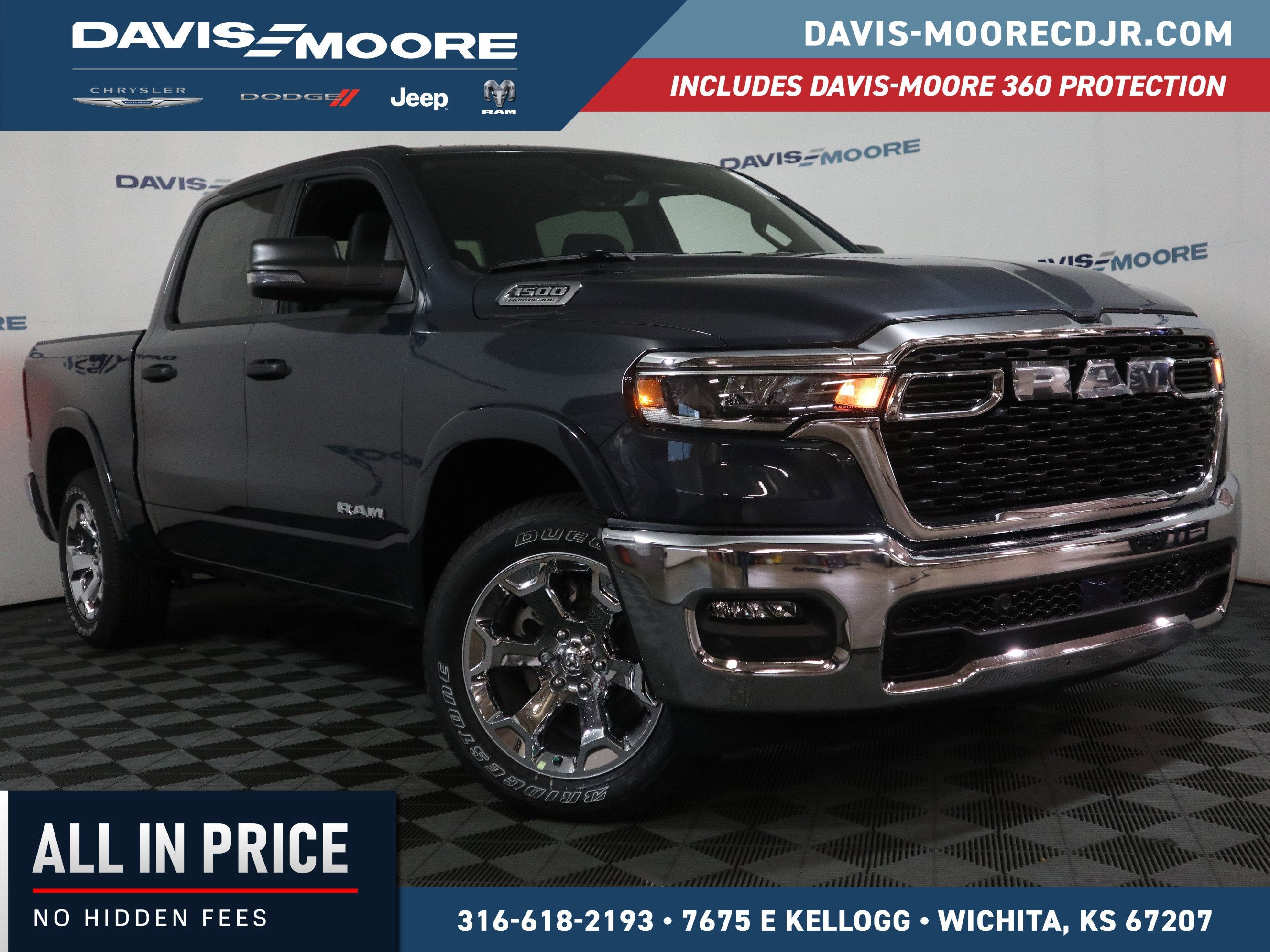 2026 RAM 1500 Big Horn Crew Cab 4x4 in Forged Blue Metallic — front three-quarter view