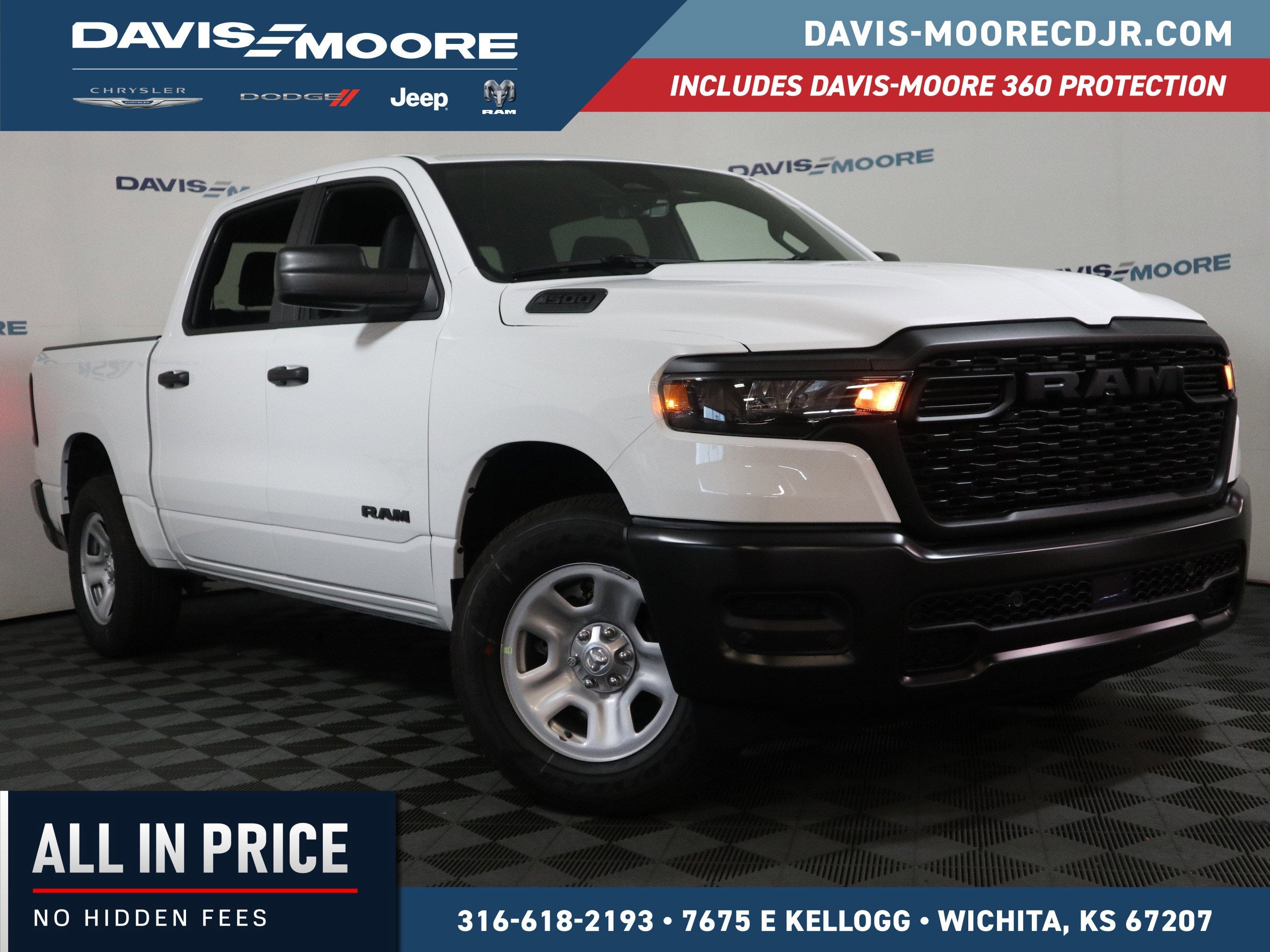 2026 RAM 1500 Tradesman Crew Cab 4x4 in Bright White Clearcoat — front three-quarter view