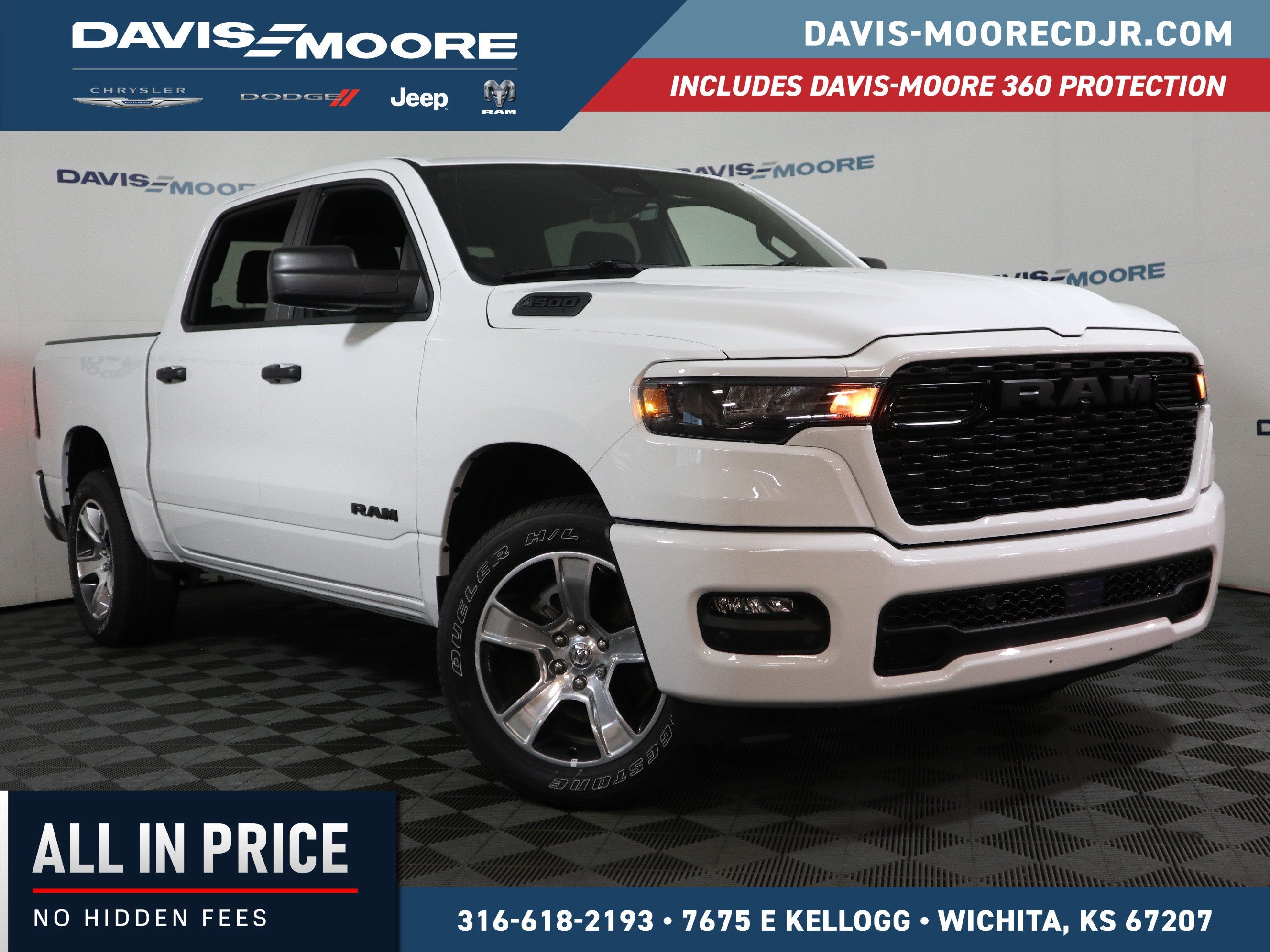 2026 RAM 1500 Express Crew Cab 4x4 in Bright White Clearcoat — front three-quarter view