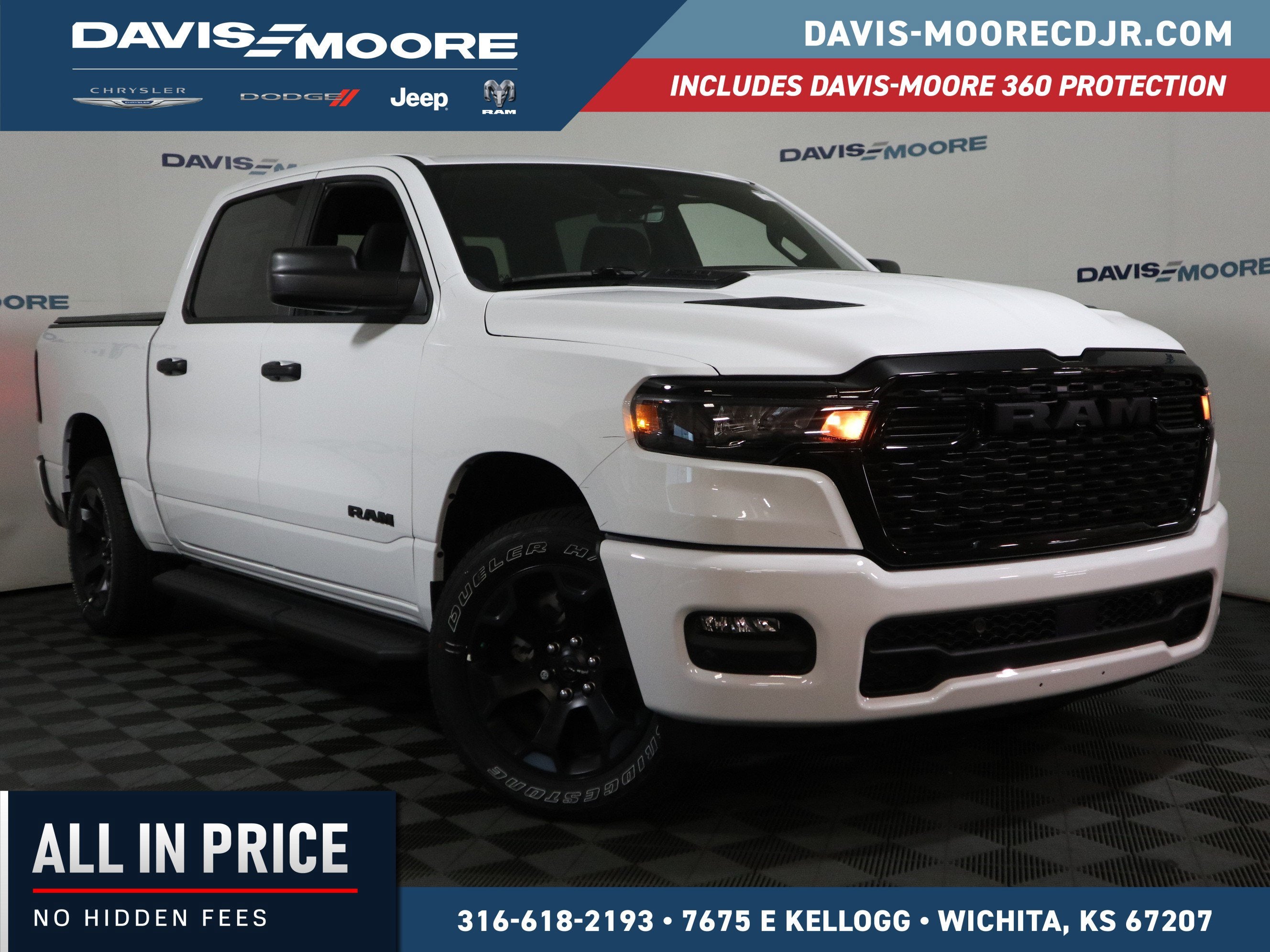 2026 RAM 1500 Express Crew Cab 4x4 in Bright White Clearcoat — front three-quarter view