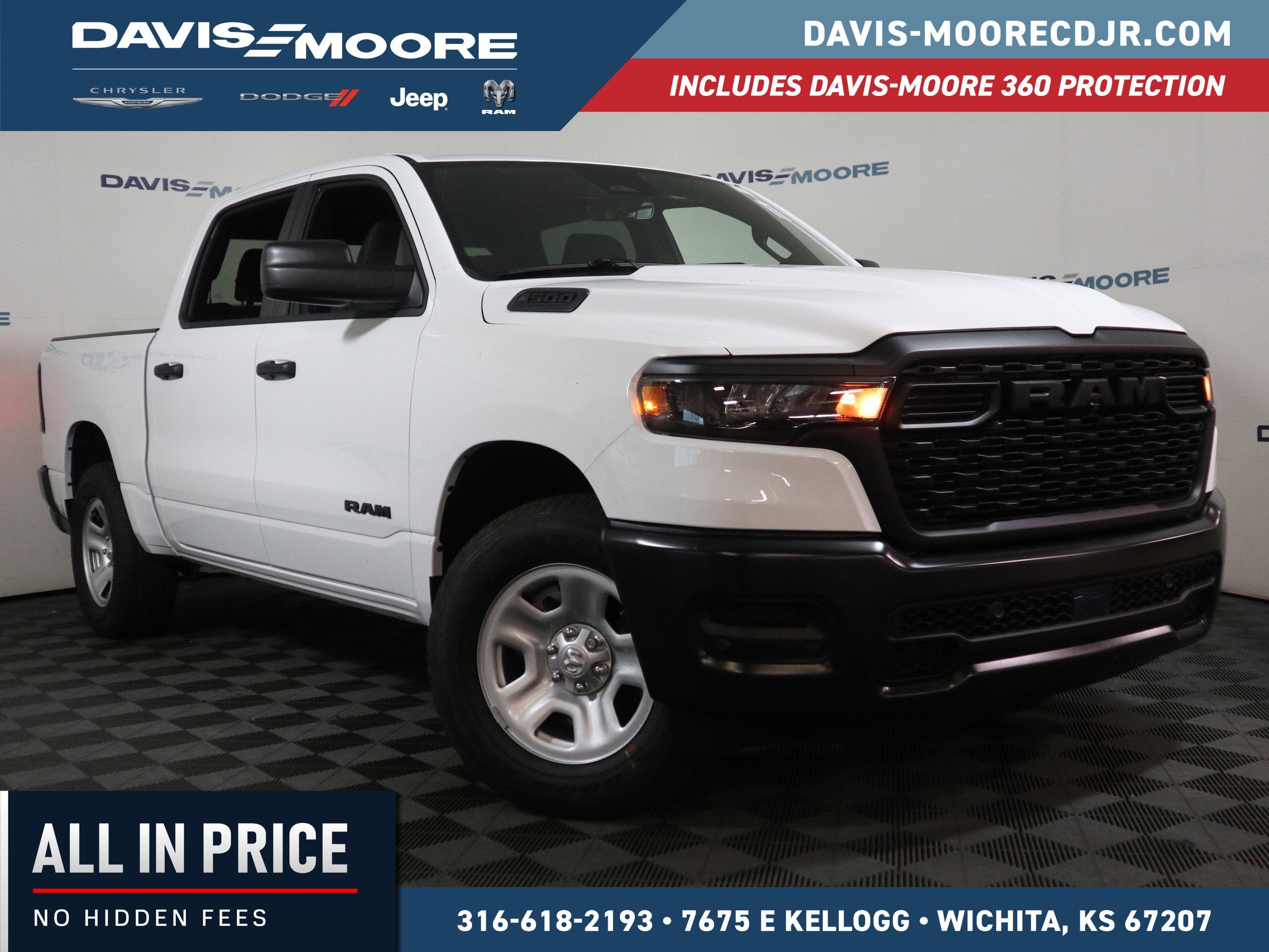 2026 RAM 1500 Tradesman Crew Cab 4x4 in Bright White Clearcoat — front three-quarter view