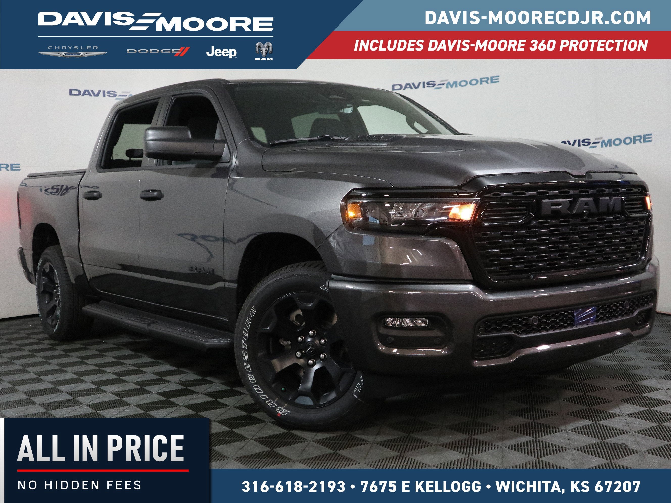 2026 RAM 1500 Express Crew Cab 4x4 in Granite Crystal Metallic Clearcoat — front three-quarter view