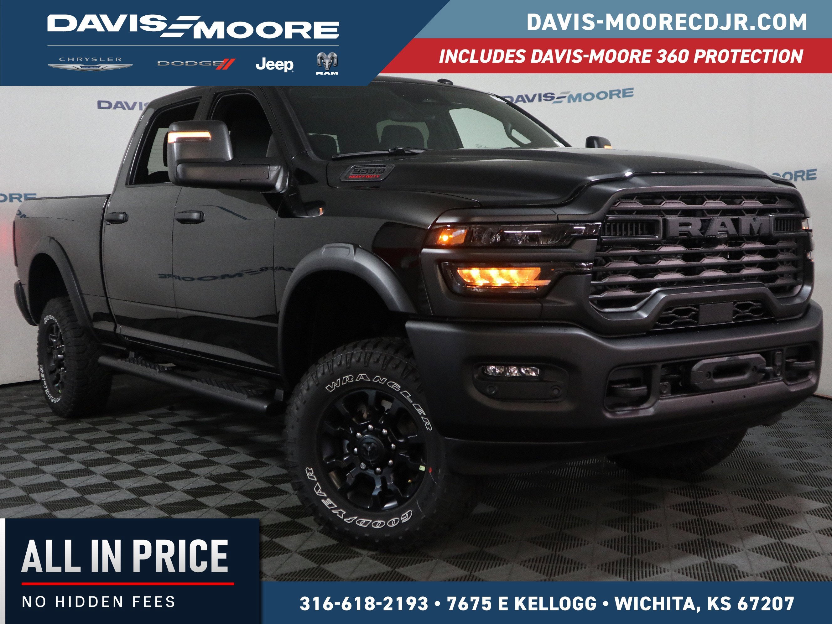 2026 RAM 2500 Tradesman Crew Cab 4x4 in Diamond Black Crystal Pearlcoat — front three-quarter view