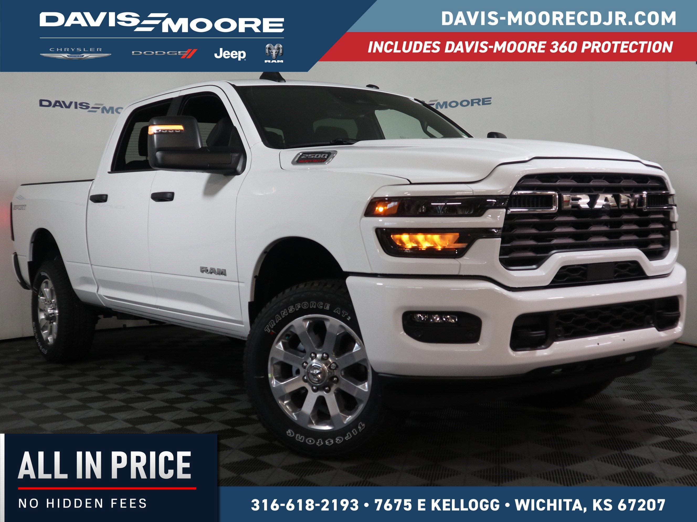 2026 RAM 2500 Big Horn Crew Cab 4x4 in Bright White Clearcoat — front three-quarter view