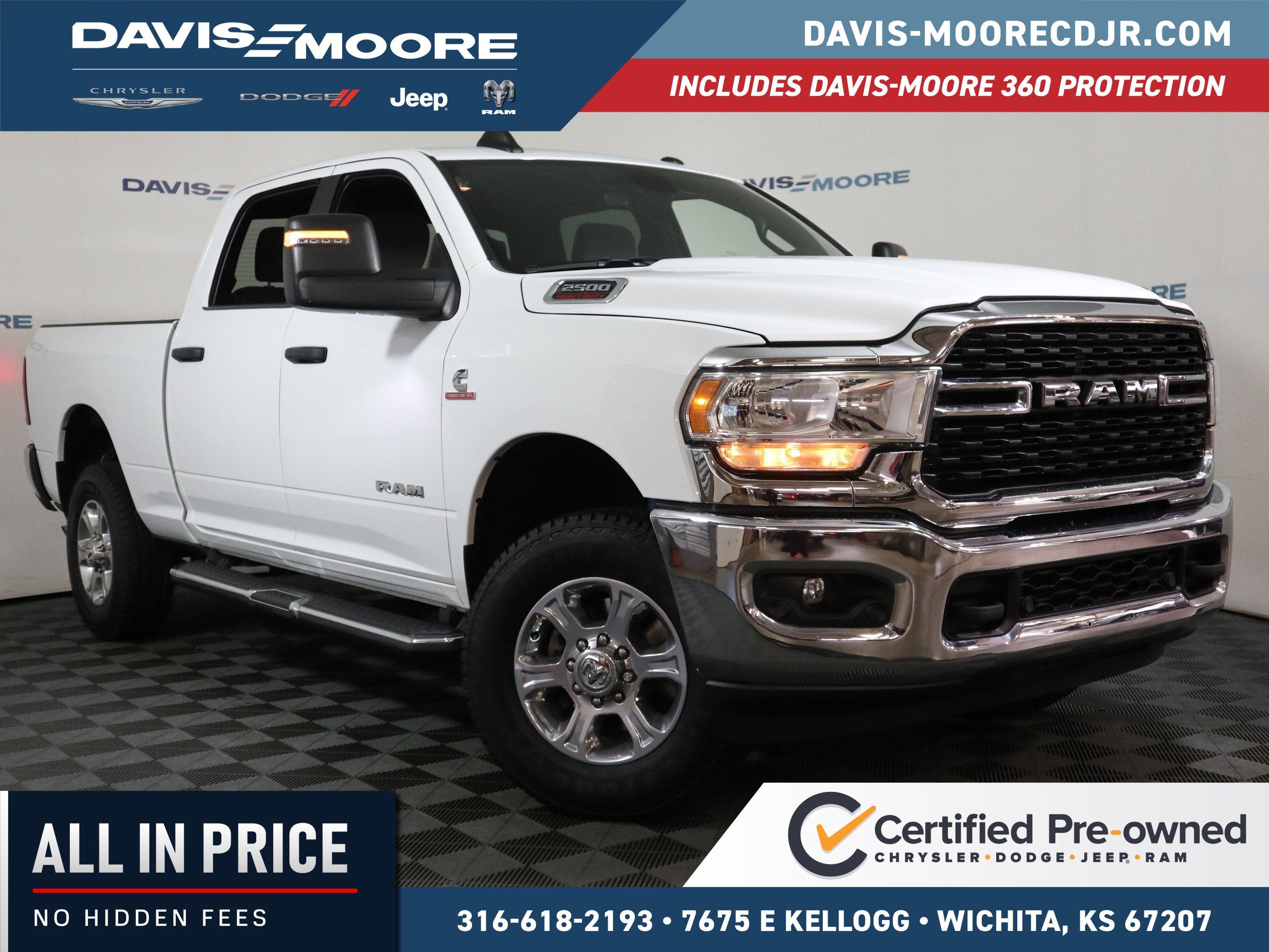 2024 RAM 2500 Big Horn Crew Cab 4x4 in Bright White Clearcoat — front three-quarter view