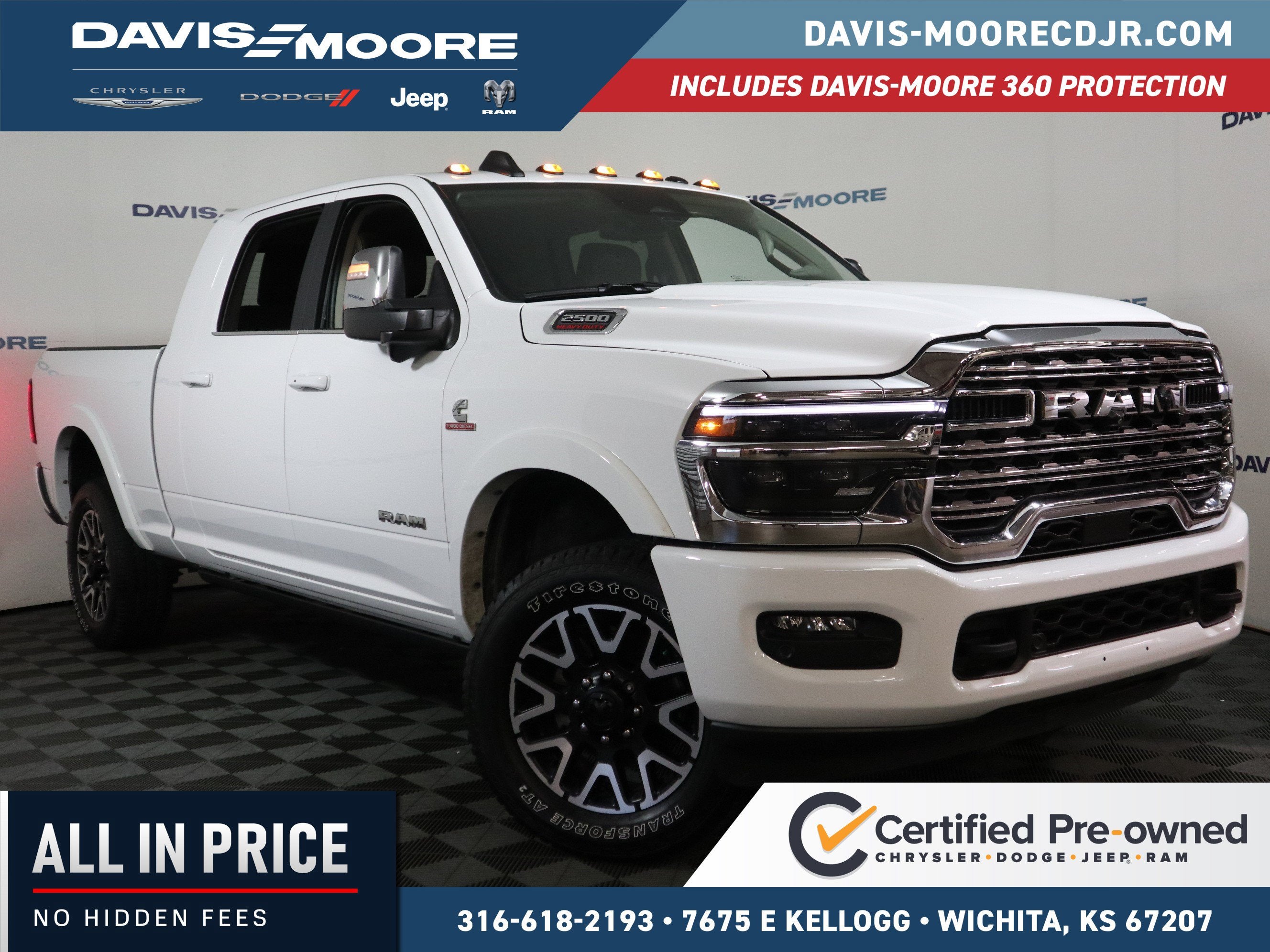 2025 RAM 2500 Longhorn 4x4 in Bright White Clearcoat — front three-quarter view