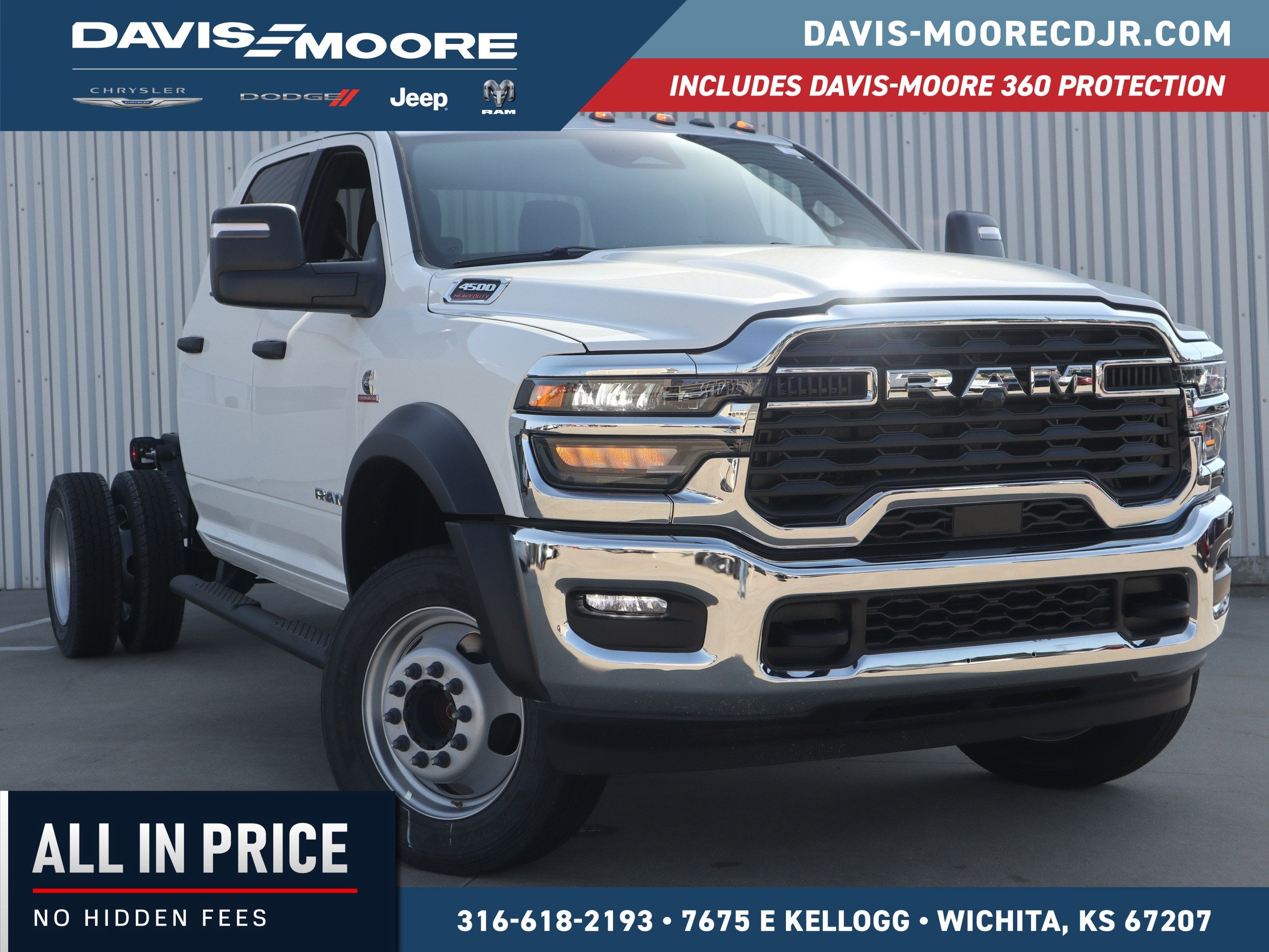 2026 RAM 4500 Chassis Cab Big Horn Crew Cab 4x4 in Bright White Clearcoat — front three-quarter view
