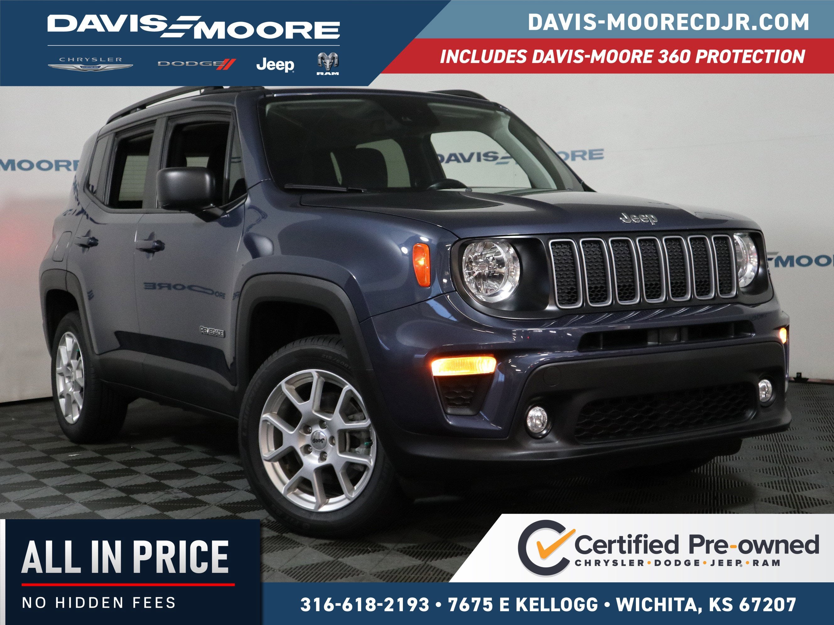 2023 Jeep Renegade Latitude 4x4 in Slate Blue Pearlcoat — front three-quarter view
