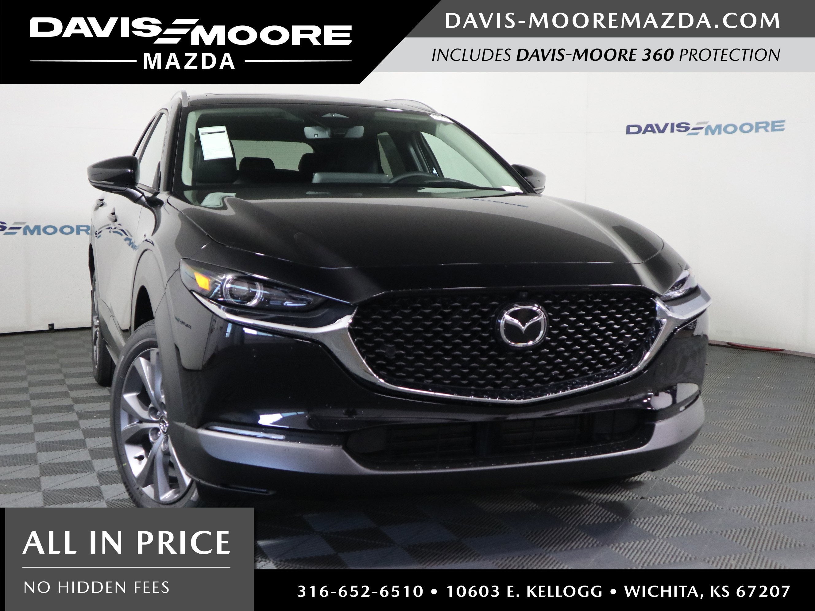 2026 Mazda Mazda CX-30 2.5 S Premium AWD in Jet Black Mica — front three-quarter view