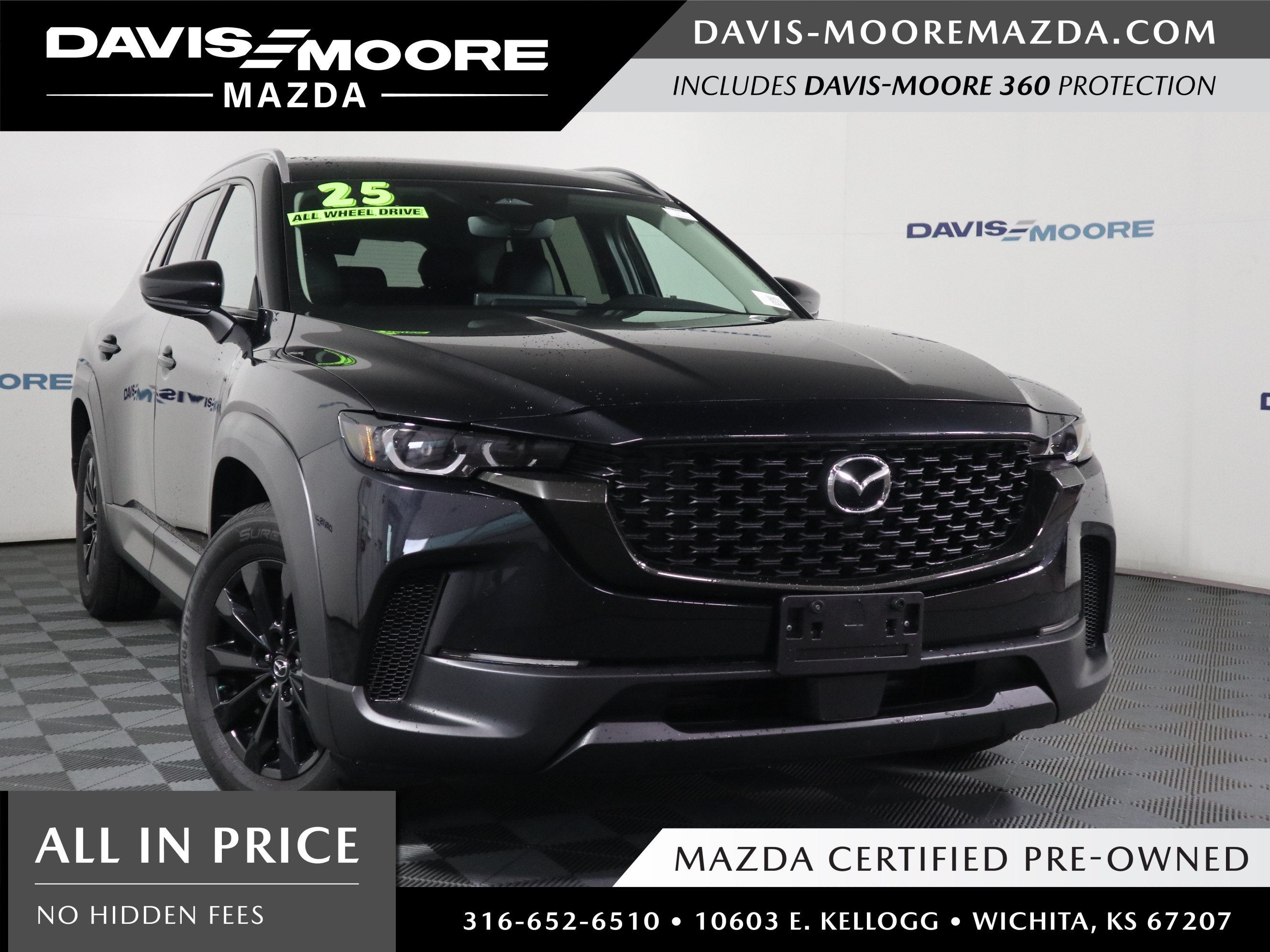 2025 Mazda Mazda CX-50 2.5 S Preferred Package in Jet Black Mica — front three-quarter view