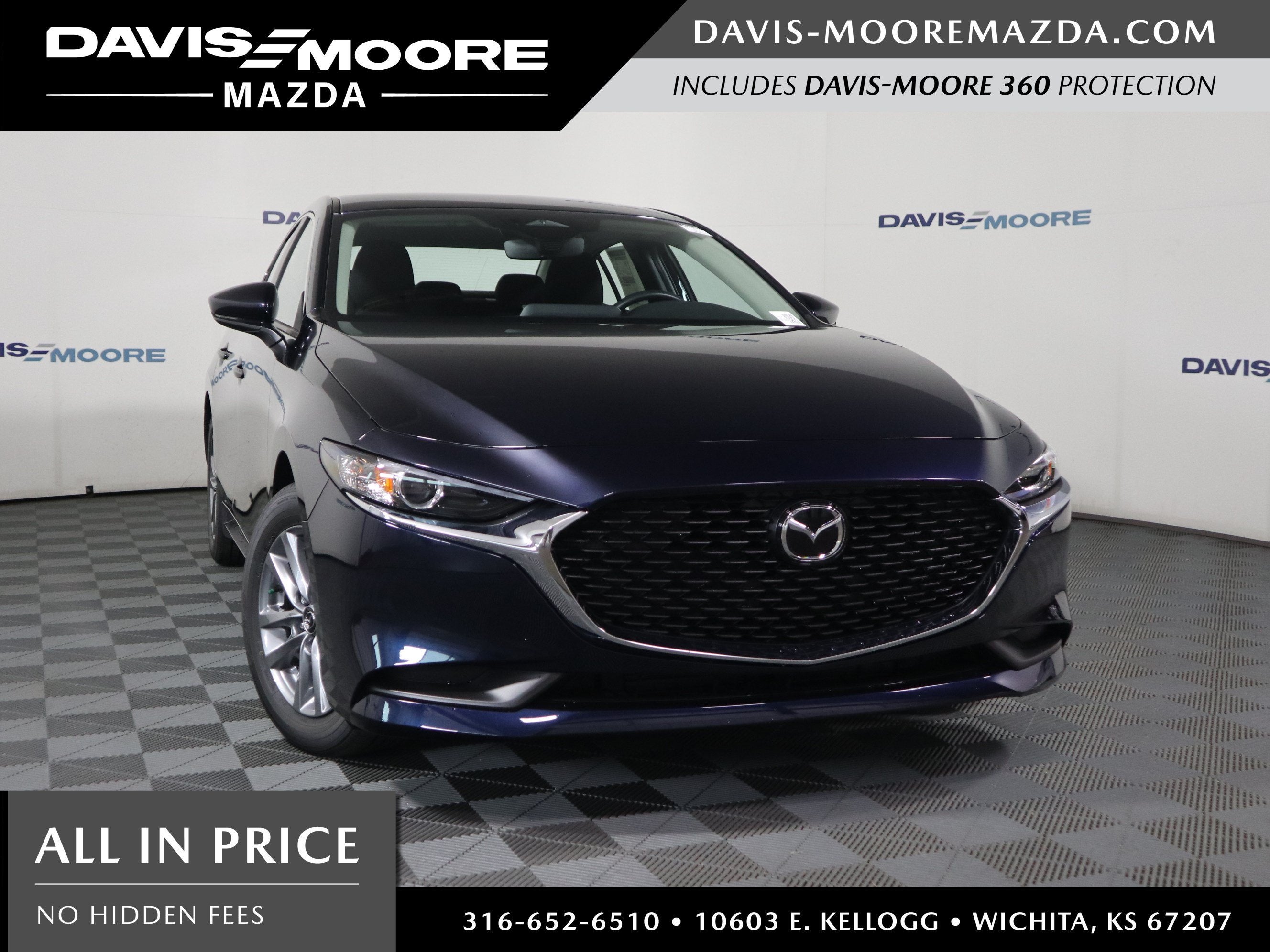 2026 Mazda Mazda3 Sedan 2.5 S in Deep Crystal Blue Mica — front three-quarter view