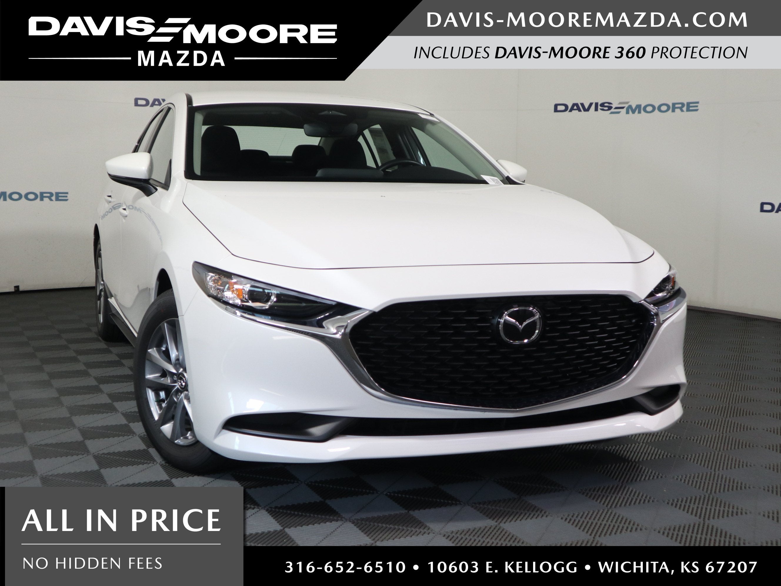 2026 Mazda Mazda3 Sedan 2.5 S in Snowflake White Pearl — front three-quarter view