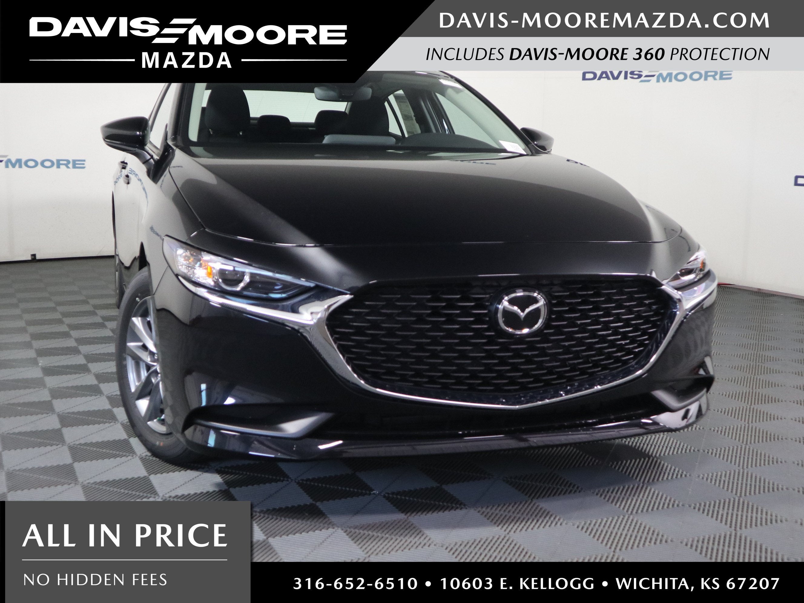 2026 Mazda Mazda3 Sedan 2.5 S in Jet Black Mica — front three-quarter view