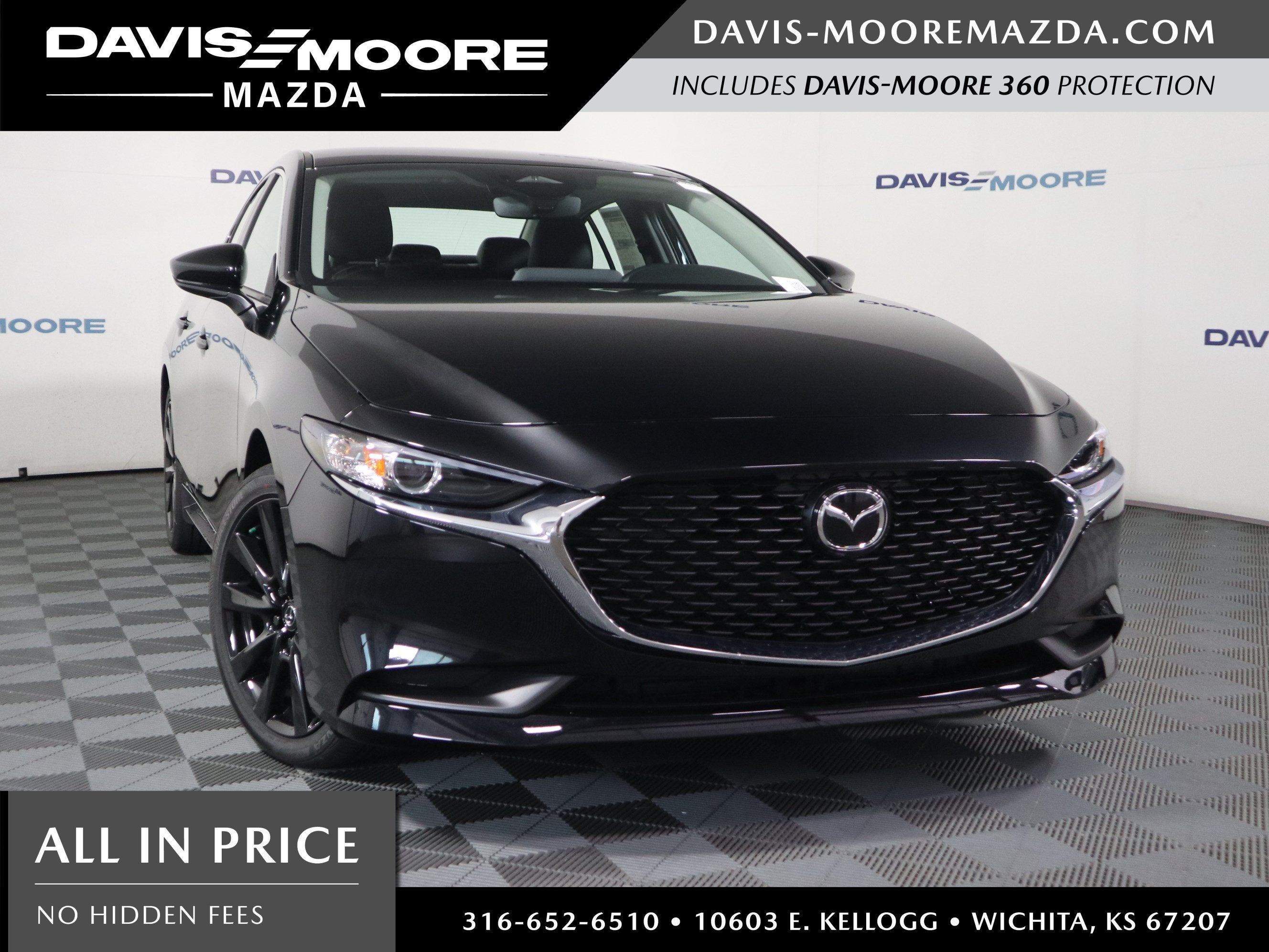 2026 Mazda Mazda3 Sedan 2.5 S Select Sport in Jet Black Mica — front three-quarter view