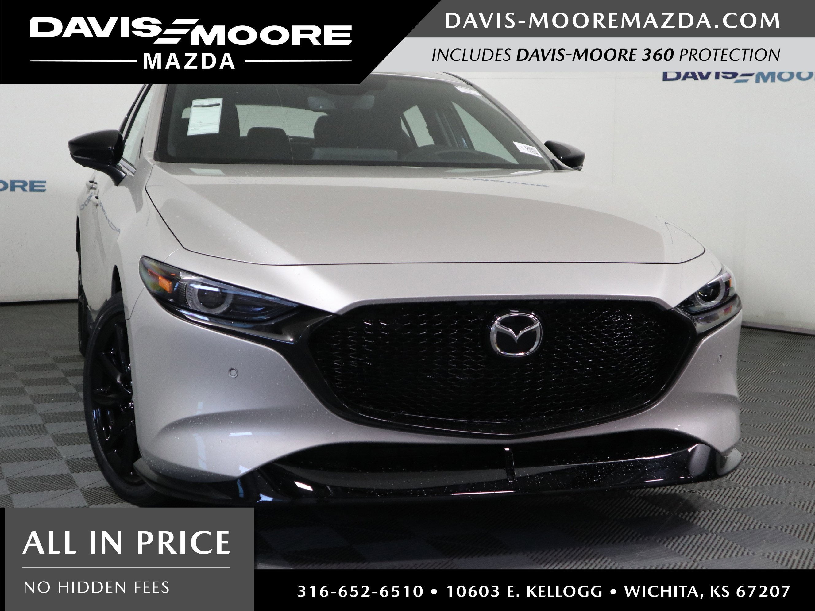 2026 Mazda Mazda3 Hatchback 2.5 Turbo Premium Plus AWD in Platinum Quartz Metallic — front three-quarter view
